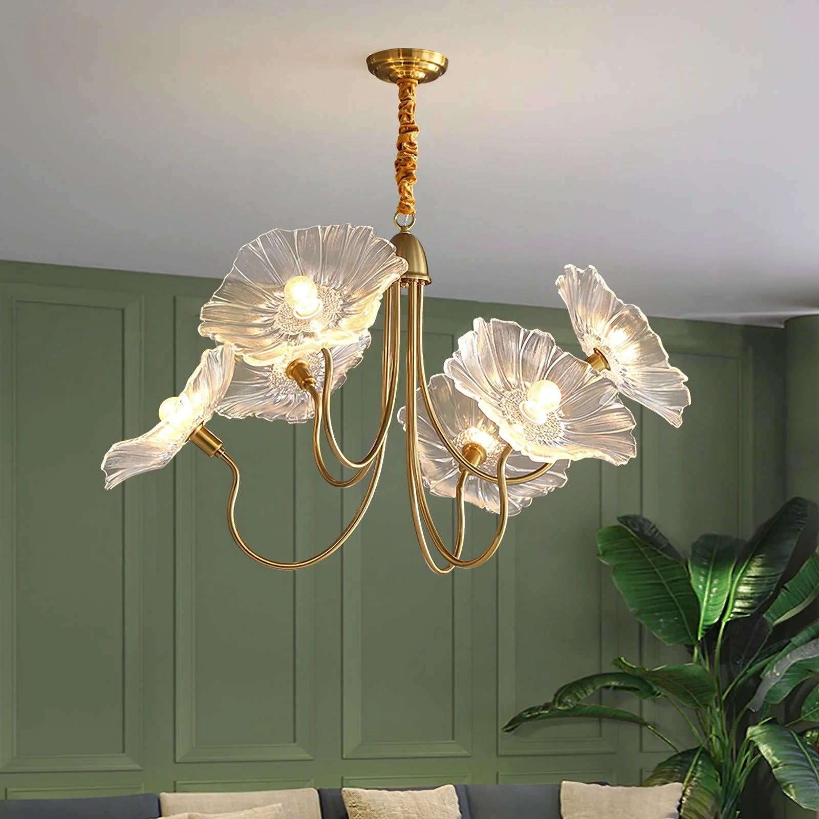Lampadario a foglie di vetro Lotus