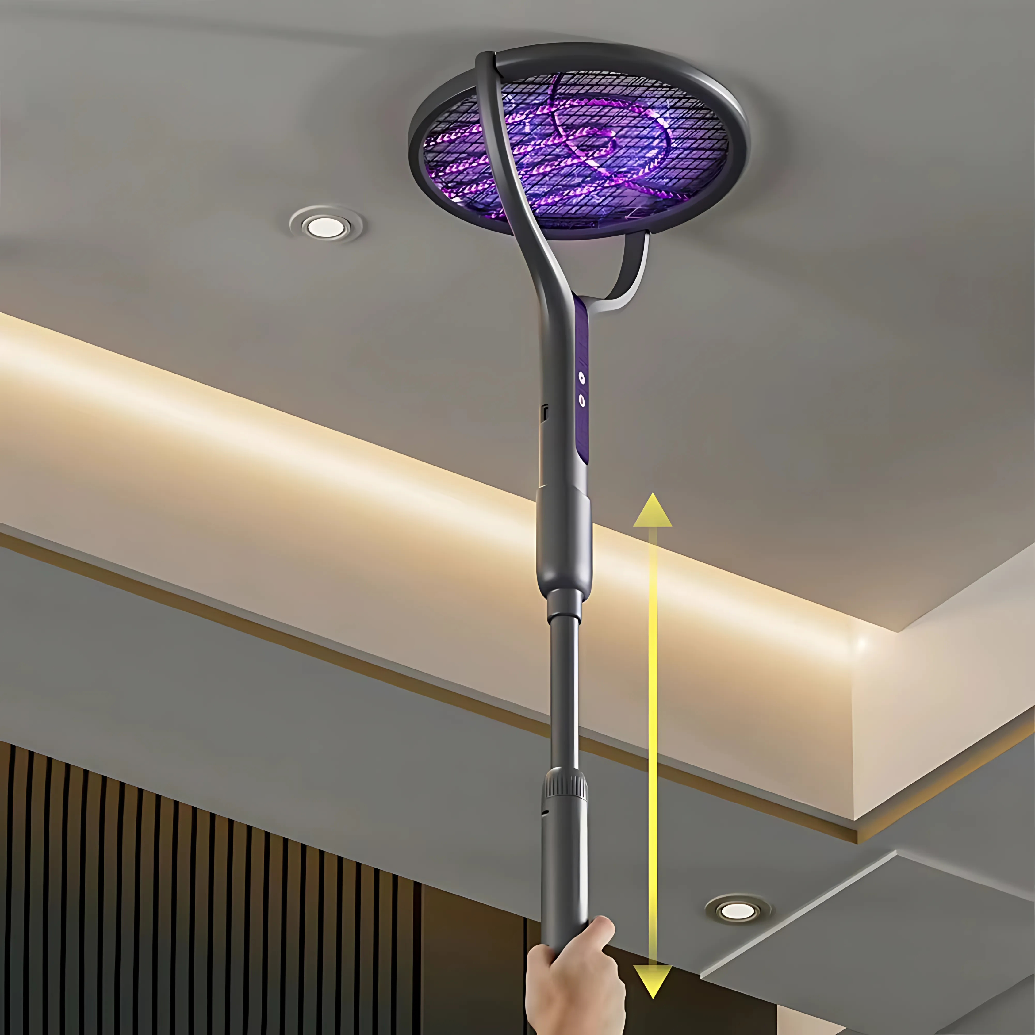 Raquette Anti-Insectes Électrique -en- - Lampe UV Piège pour Attirer les Insectes Efficacement
