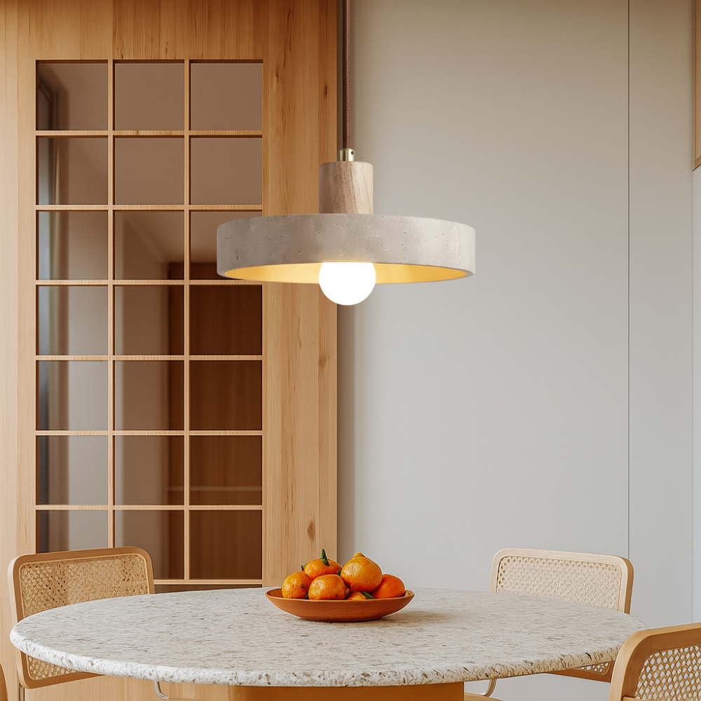 Lampada a sospensione Bauhaus in travertino