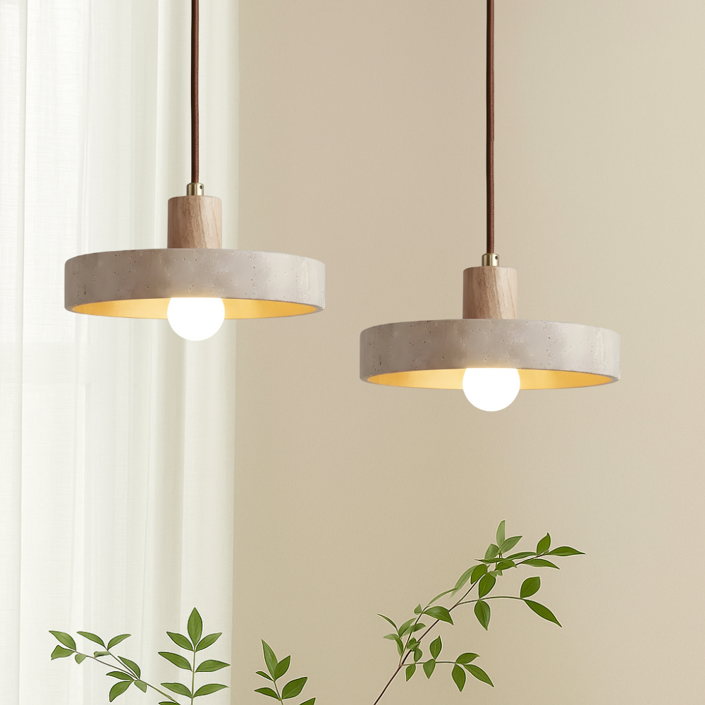 Lampada a sospensione Bauhaus in travertino