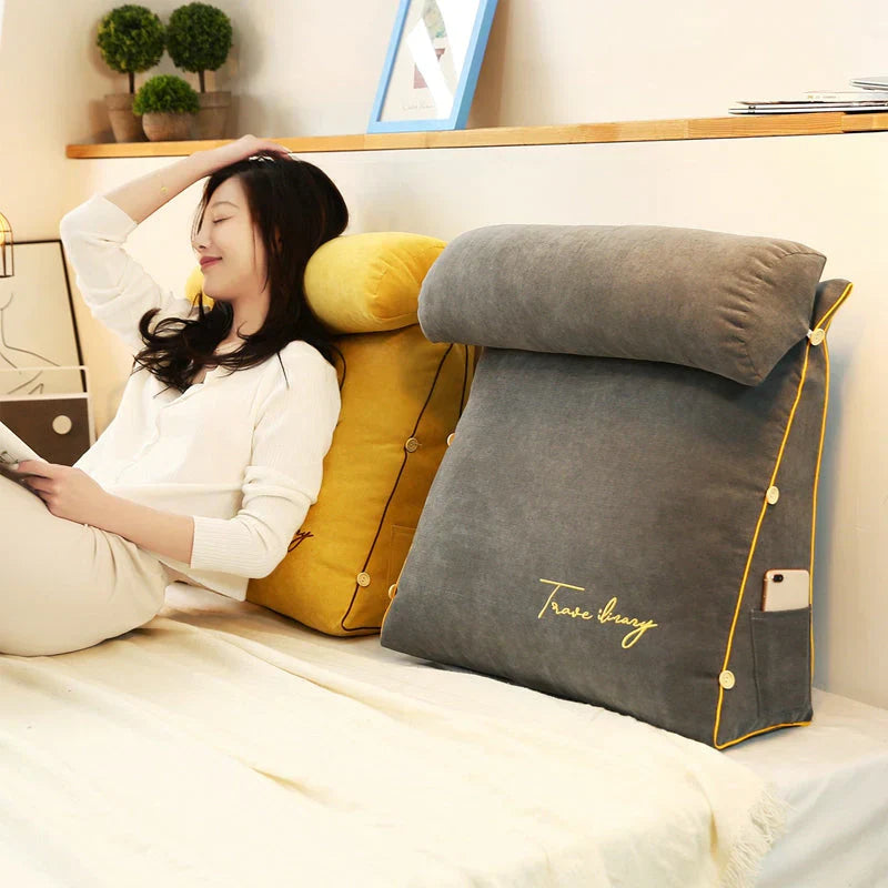Coussin de Soutien Dorsal en Forme de Coin - Anthrazite Confort Ergonomique pour Lit ou Canapé