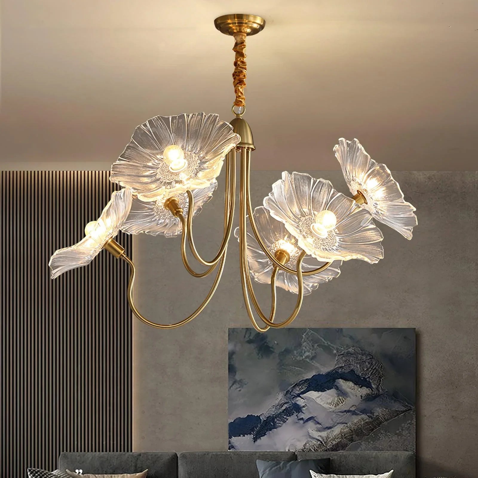 Lampadario a foglie di vetro Lotus