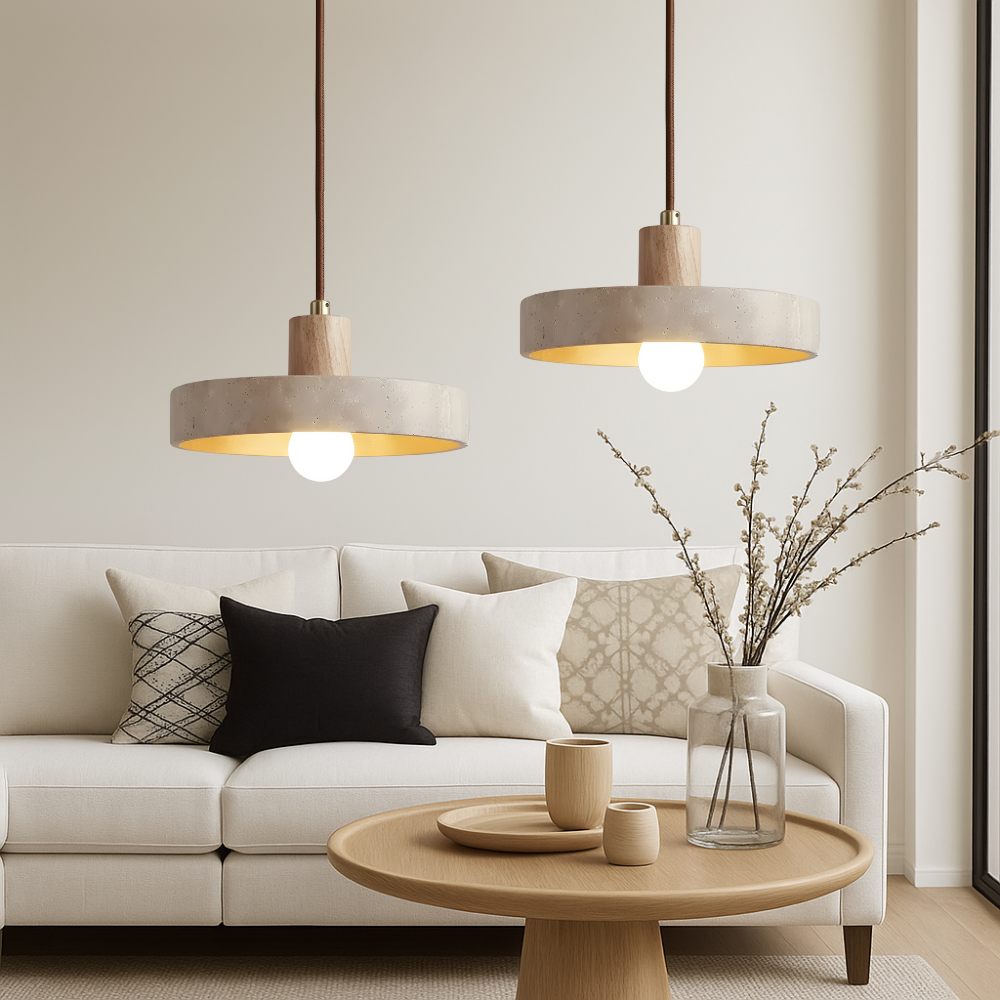 Lampada a sospensione Bauhaus in travertino