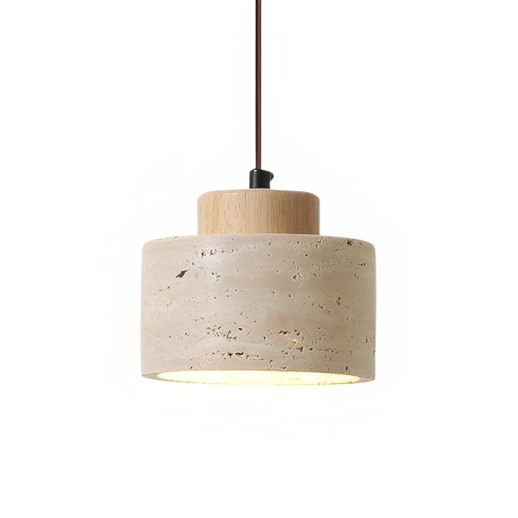 Lampada a sospensione in pietra di travertino
