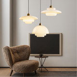 Lampada a sospensione in vetro bianco latte