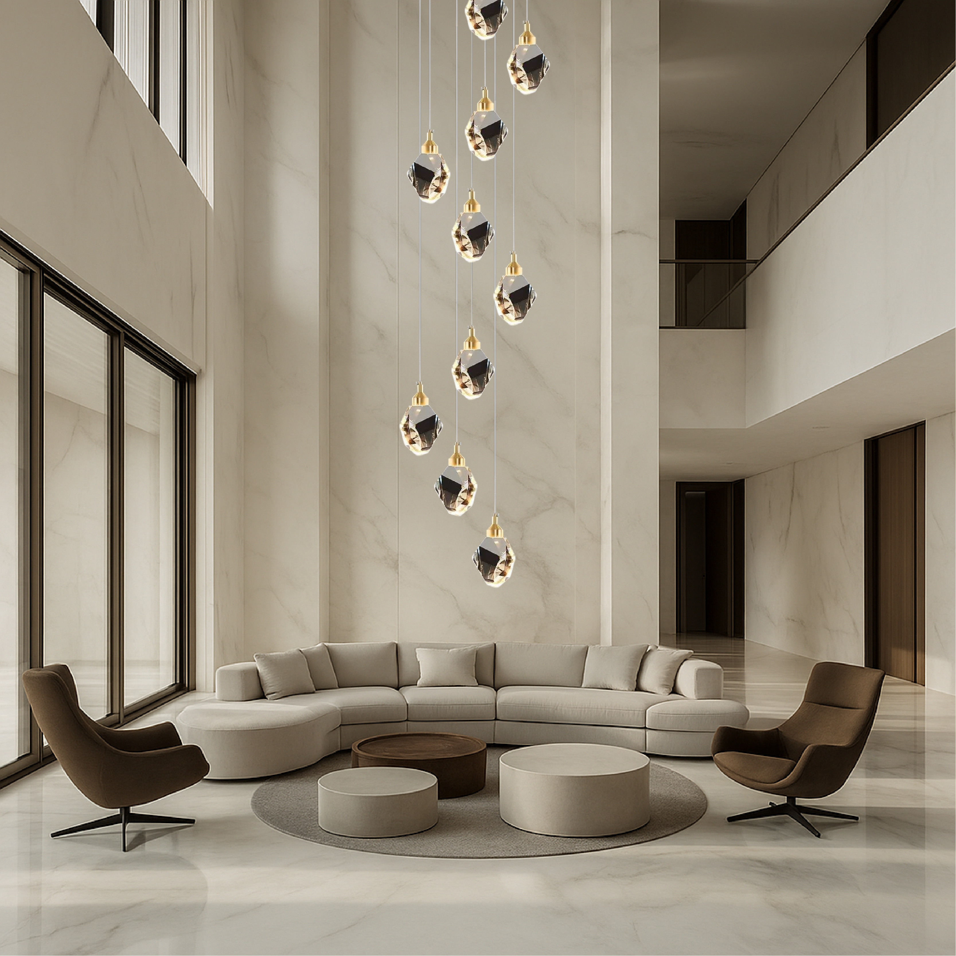 Lustre da scala in cristallo a 10 teste