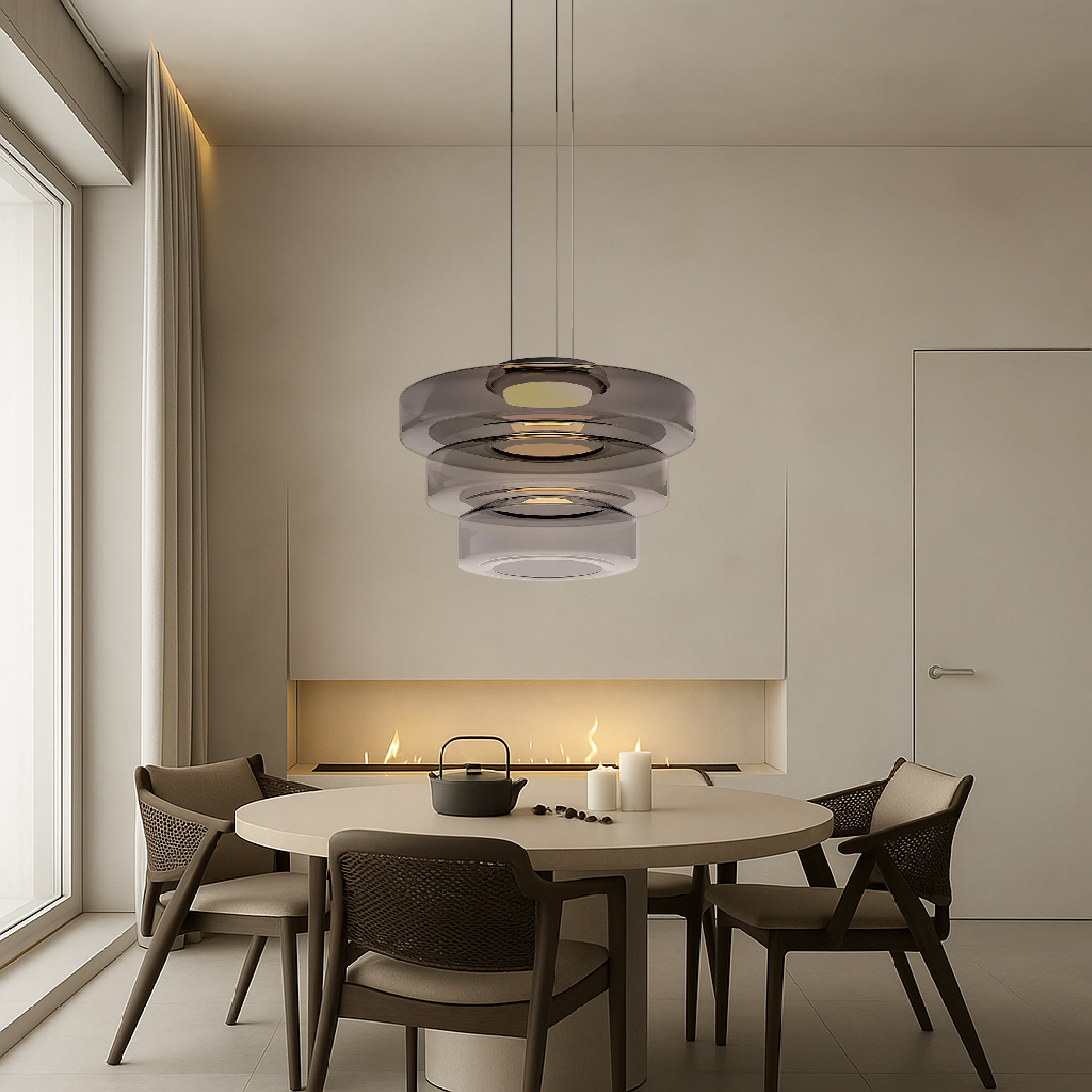 Lampada a sospensione danese in vetro Bauhaus