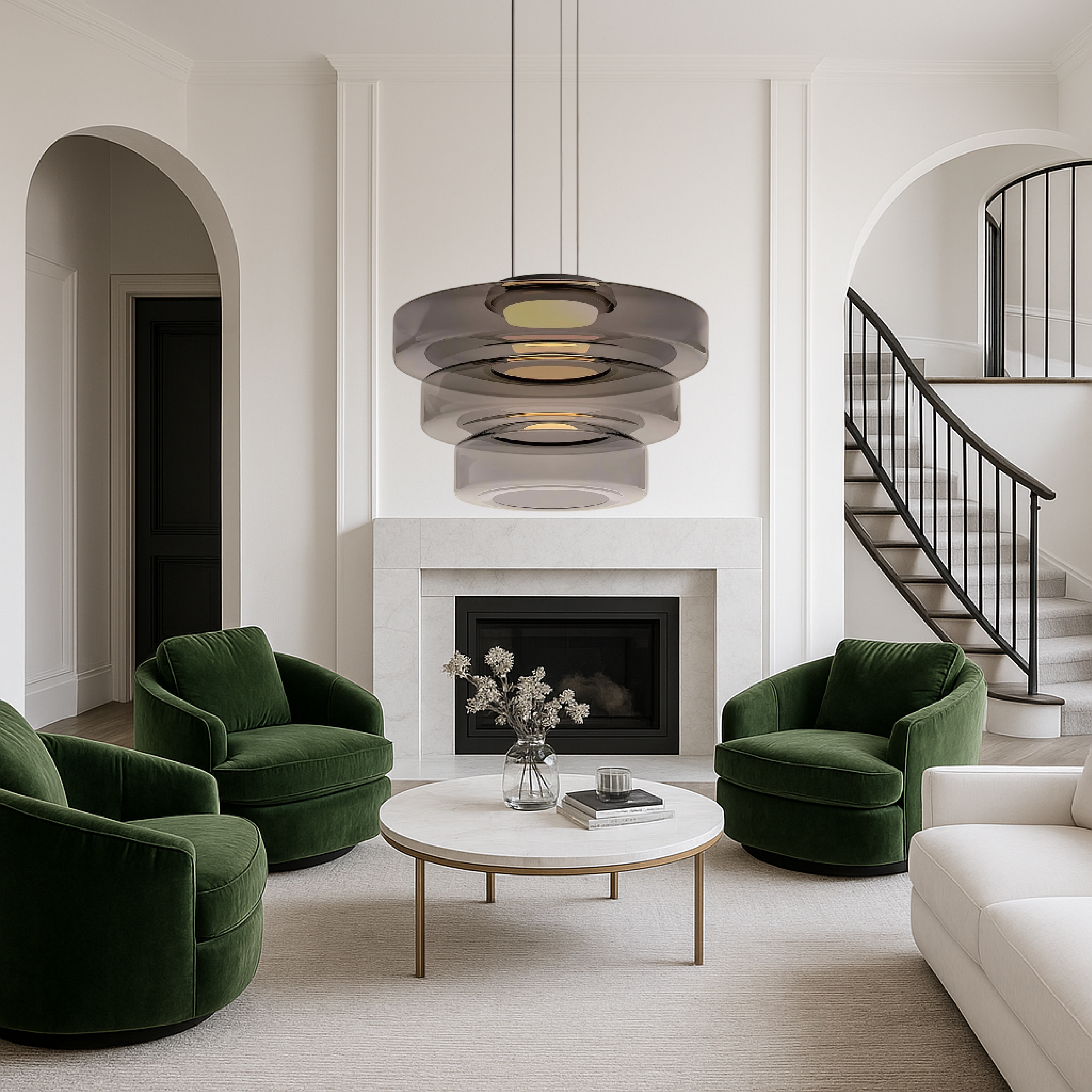 Lampada a sospensione danese in vetro Bauhaus