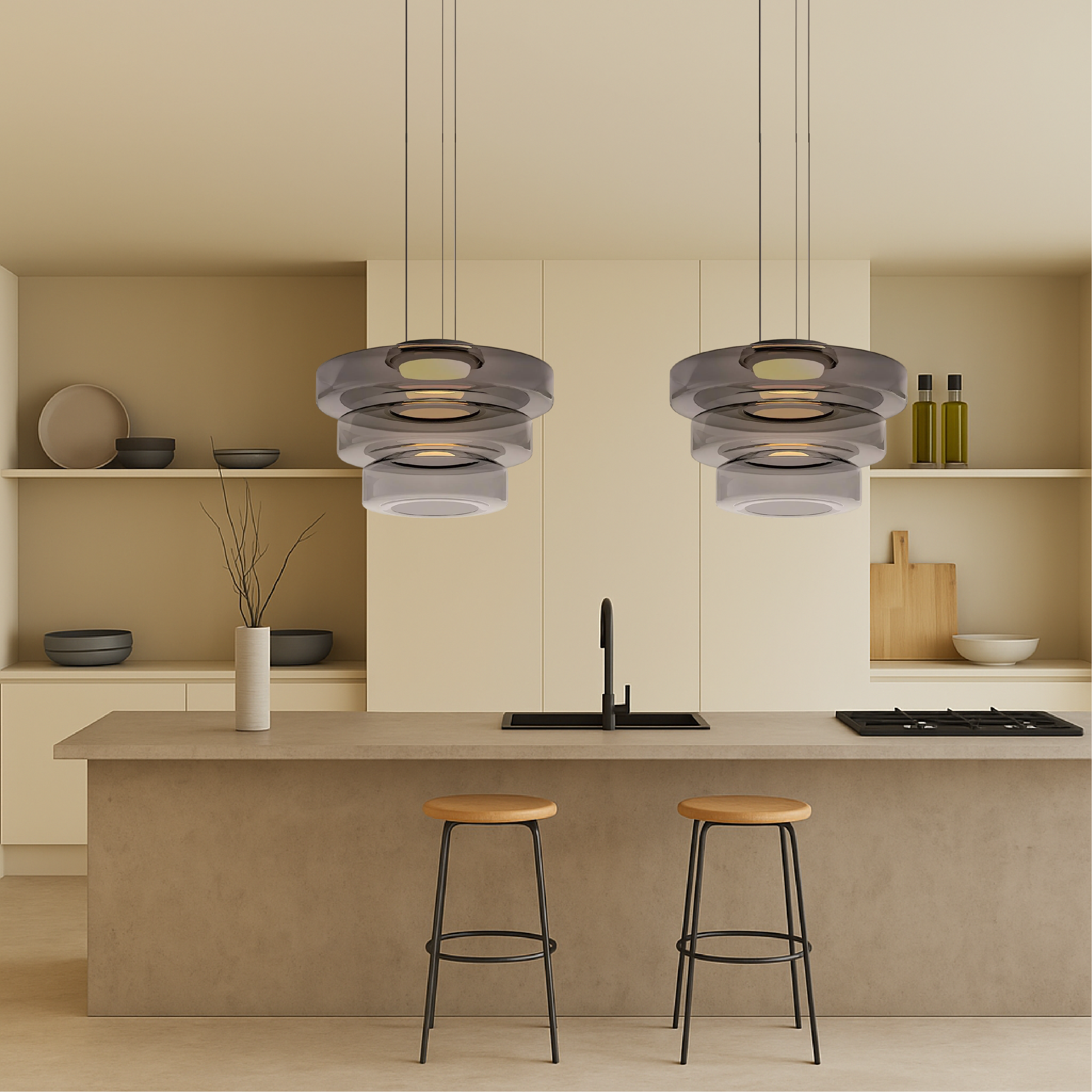 Lampada a sospensione danese in vetro Bauhaus