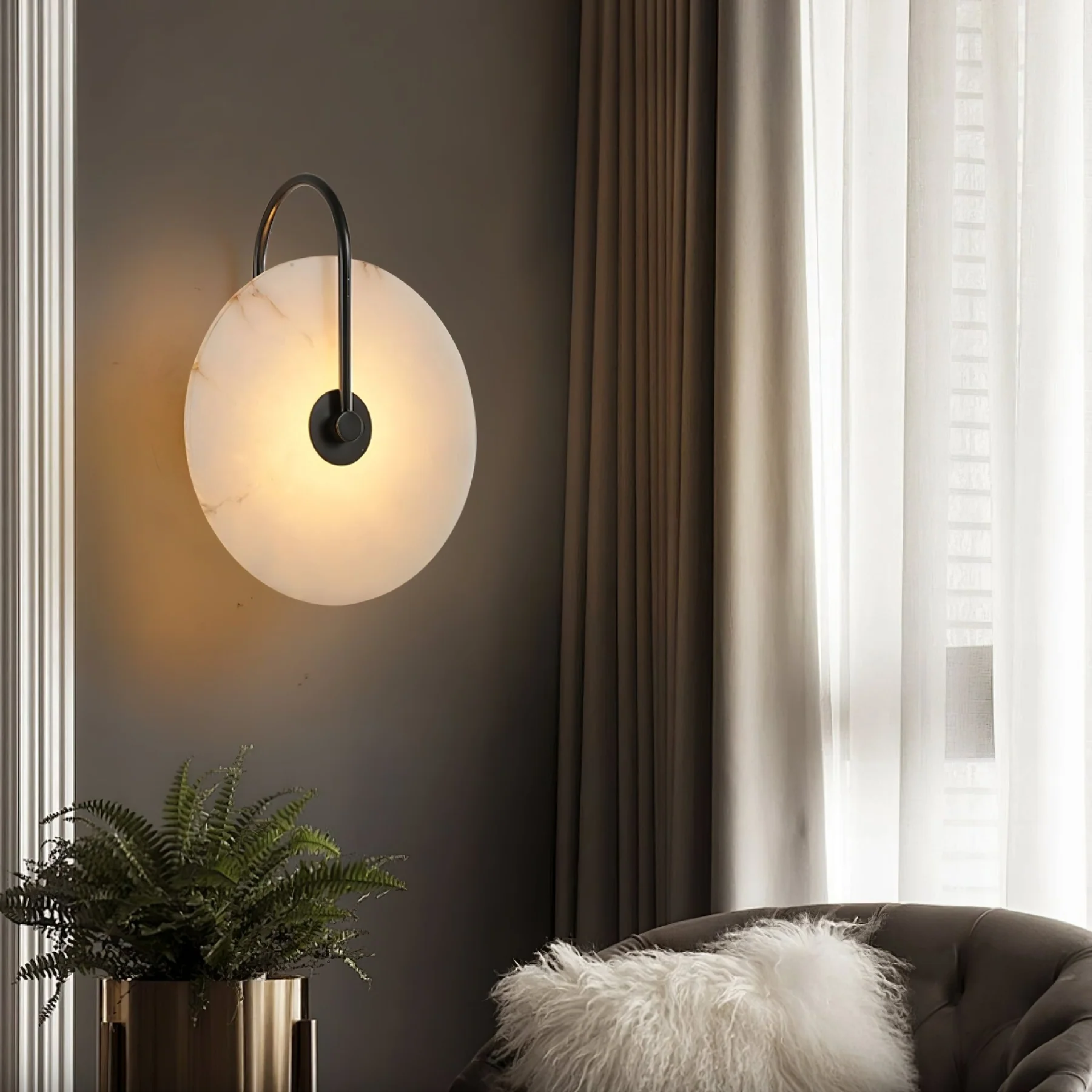 Lampada da parete LED in marmo Alab