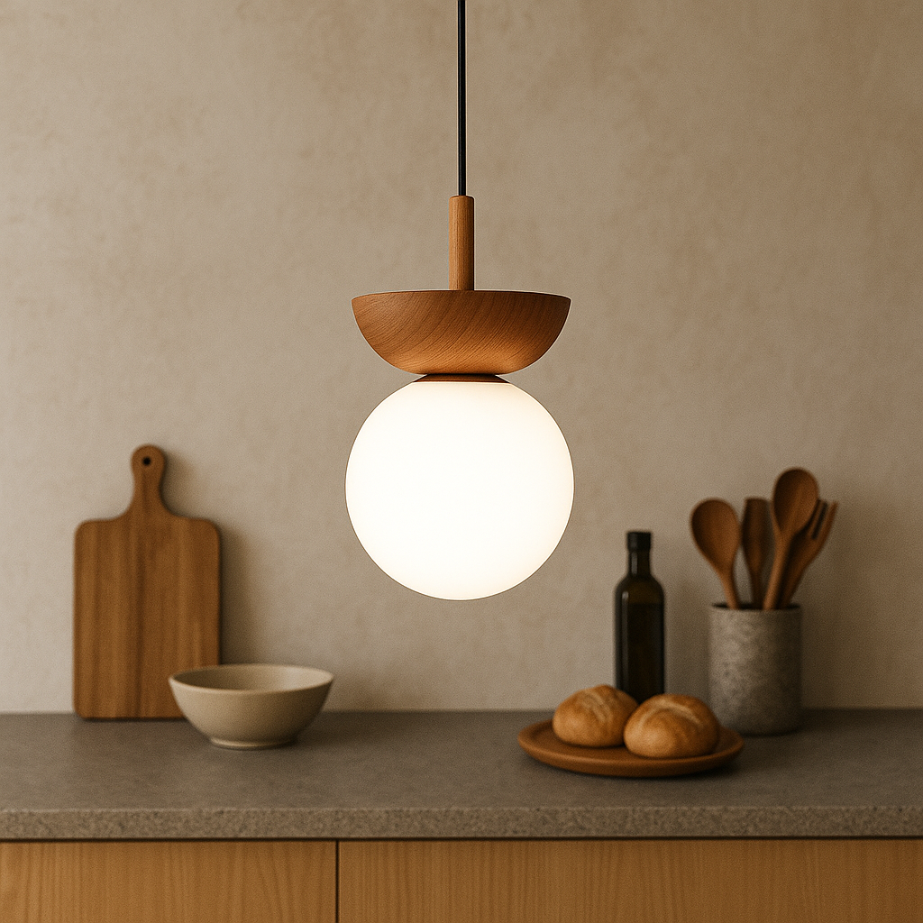 Lampada a sospensione Japandi - aspetto naturale