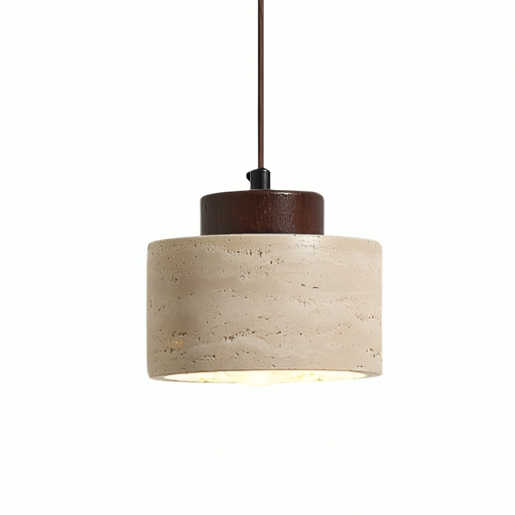 Lampada a sospensione in pietra di travertino