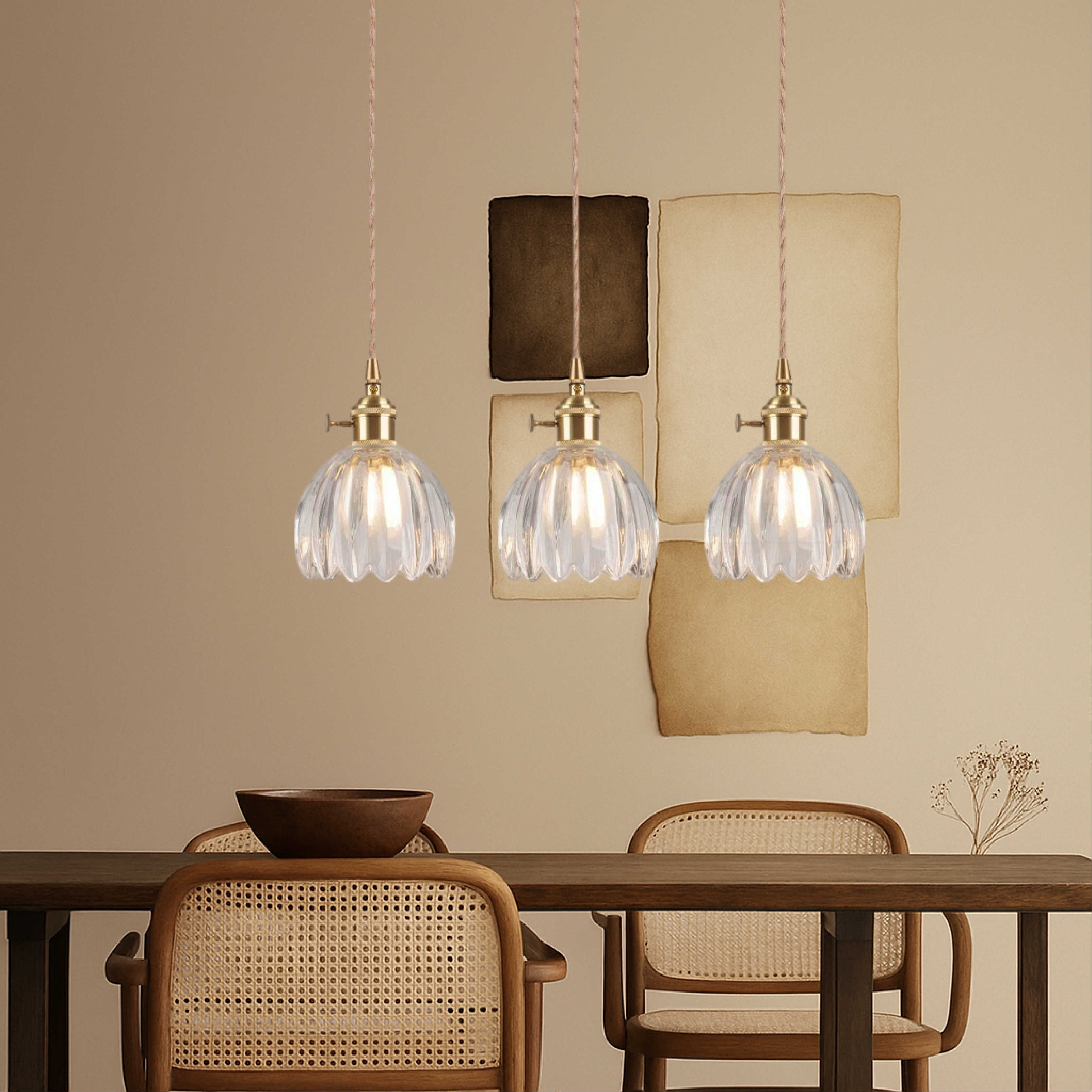 Lampada a sospensione giapponese in vetro