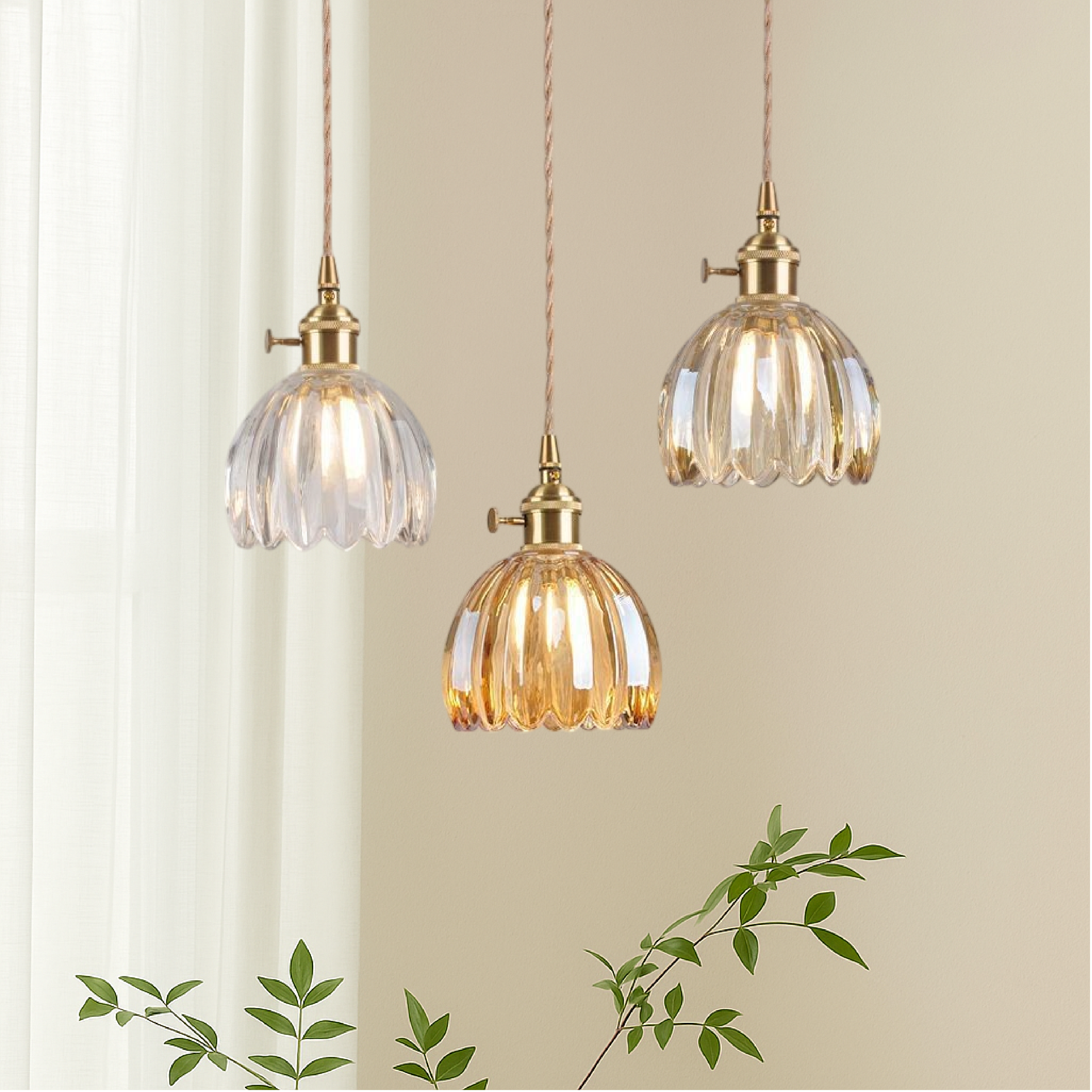 Lampada a sospensione giapponese in vetro