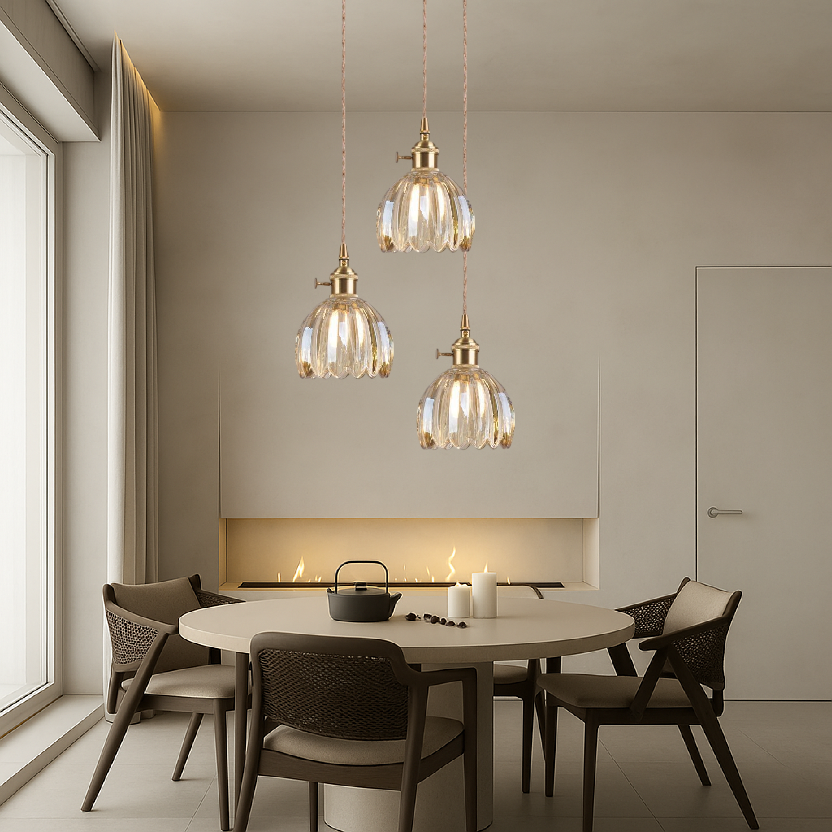 Lampada a sospensione giapponese in vetro