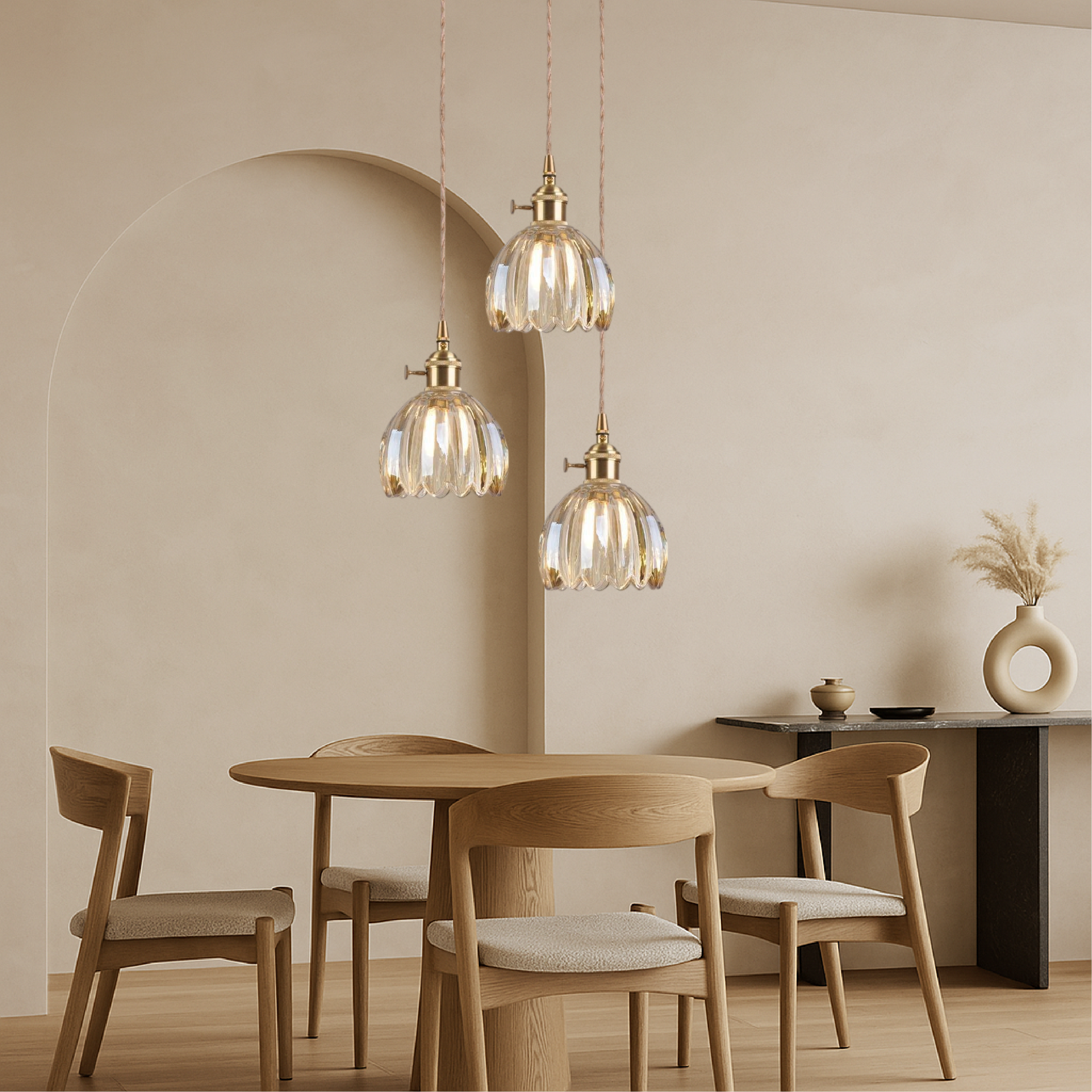 Lampada a sospensione giapponese in vetro