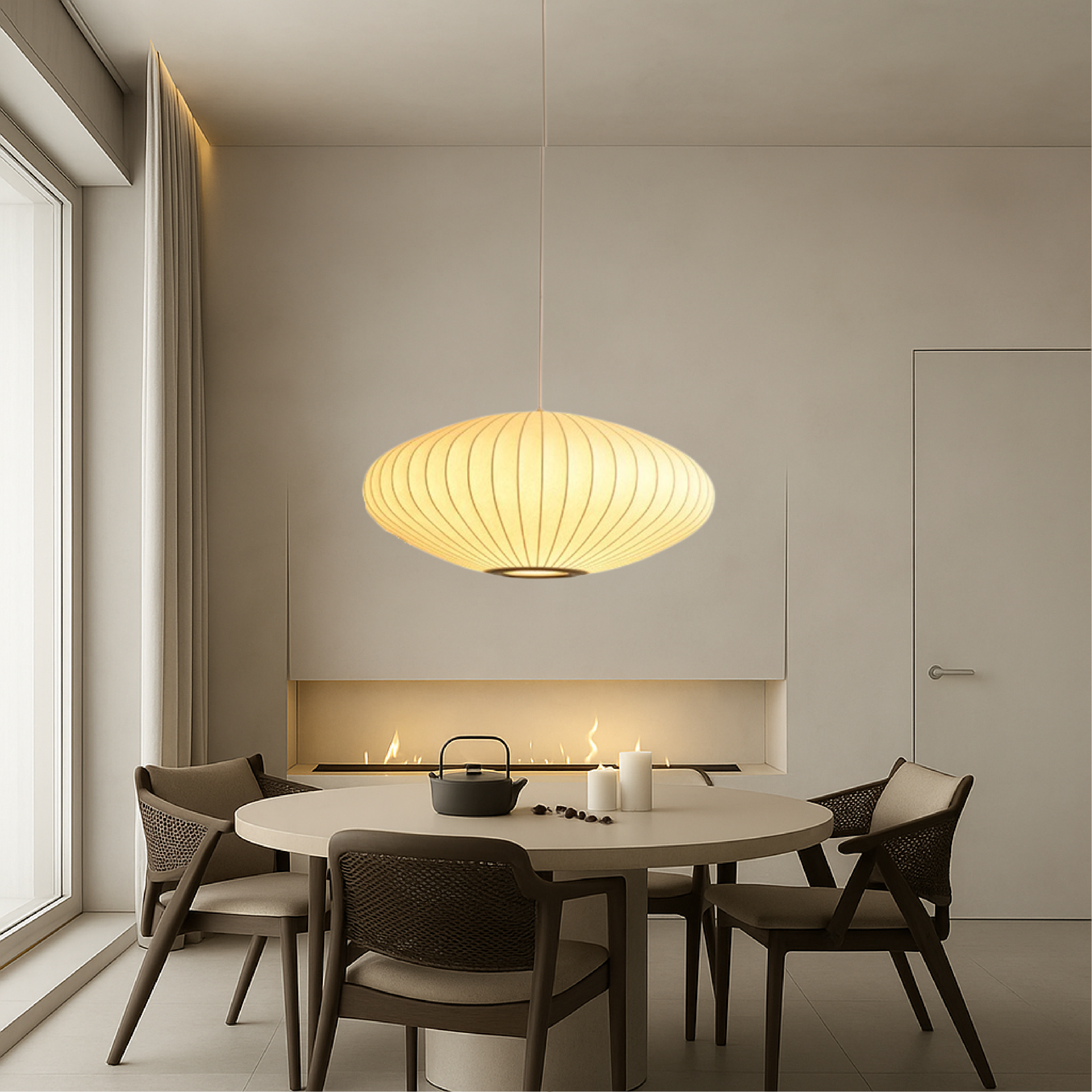 Lampadario in seta italiana