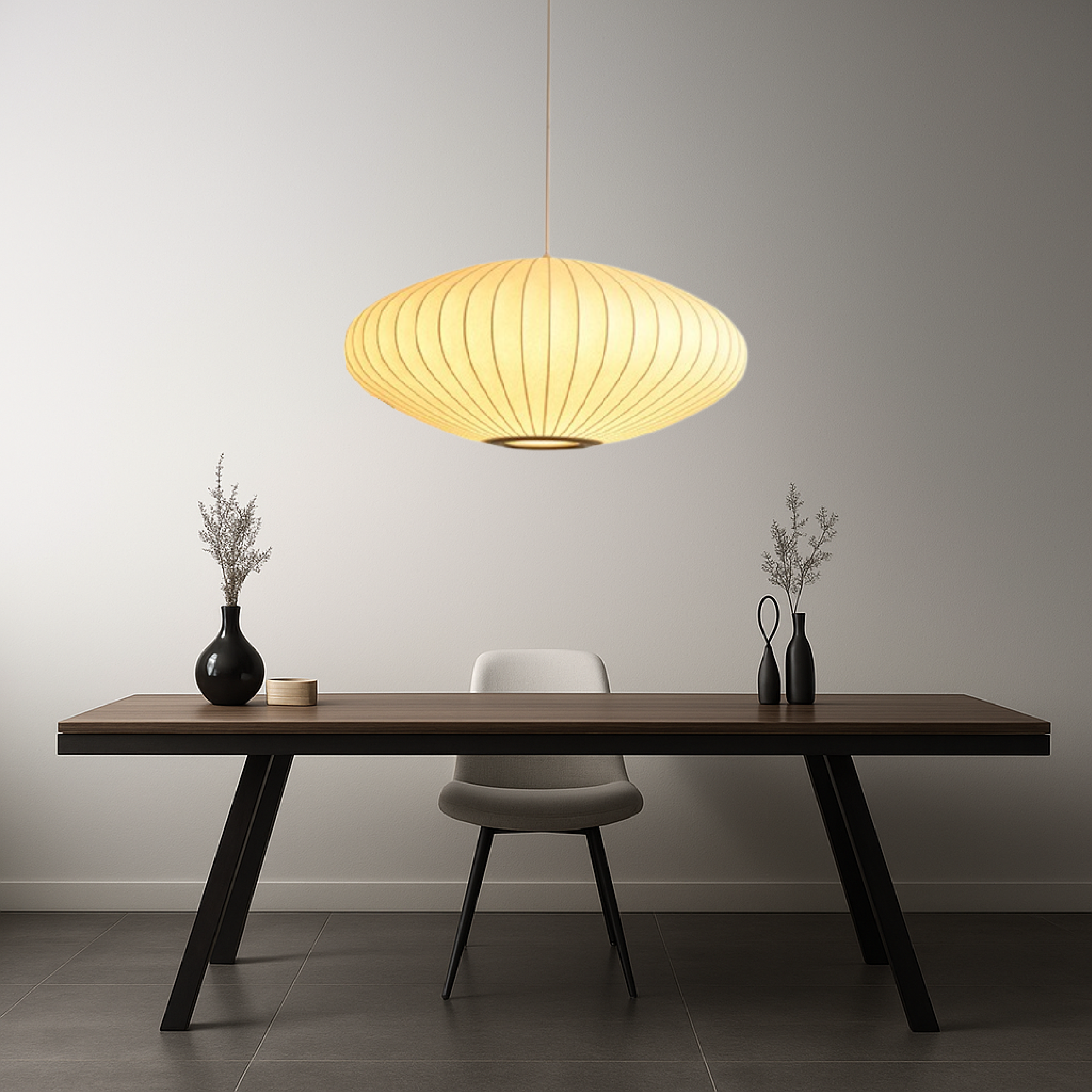 Lampadario in seta italiana