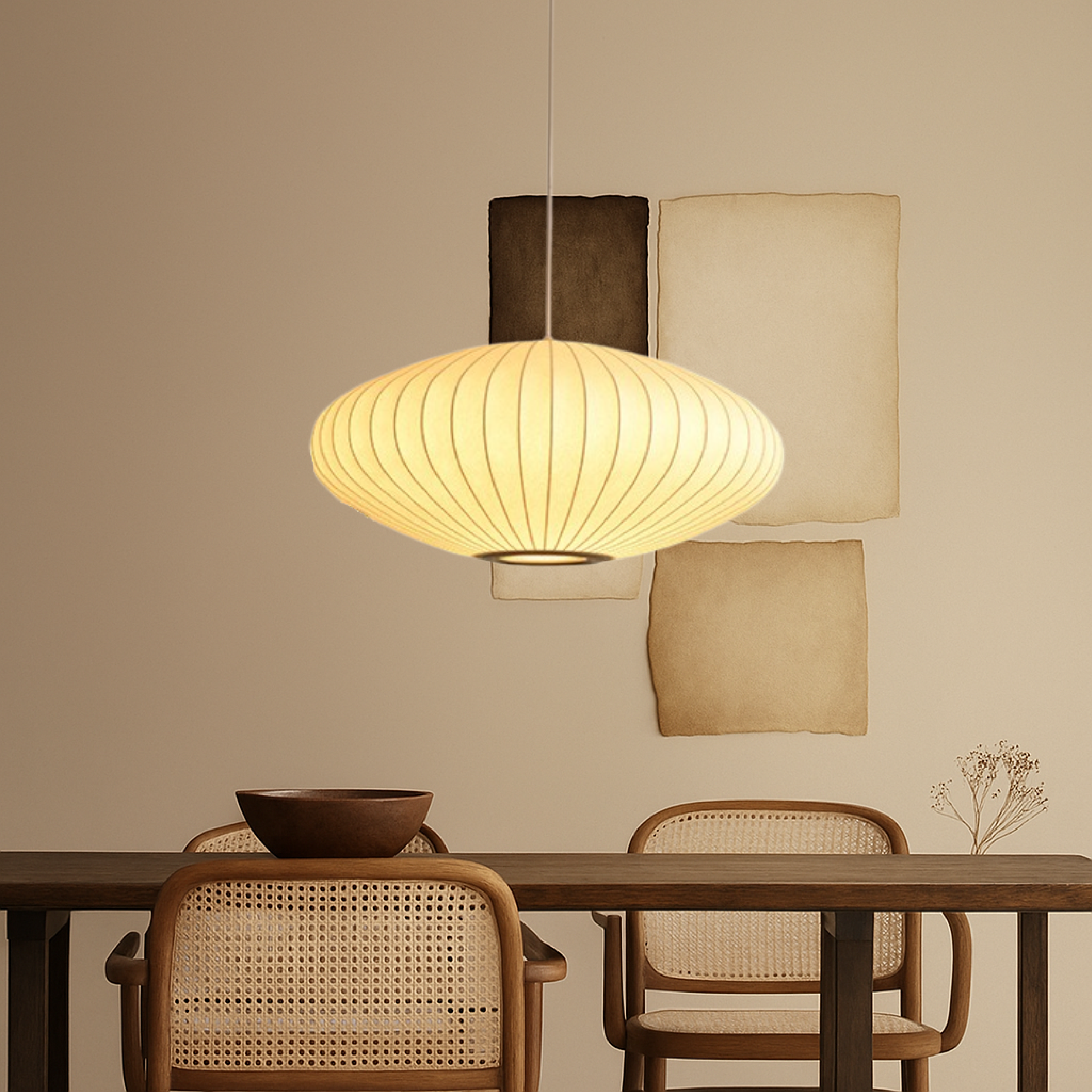 Lampadario in seta italiana