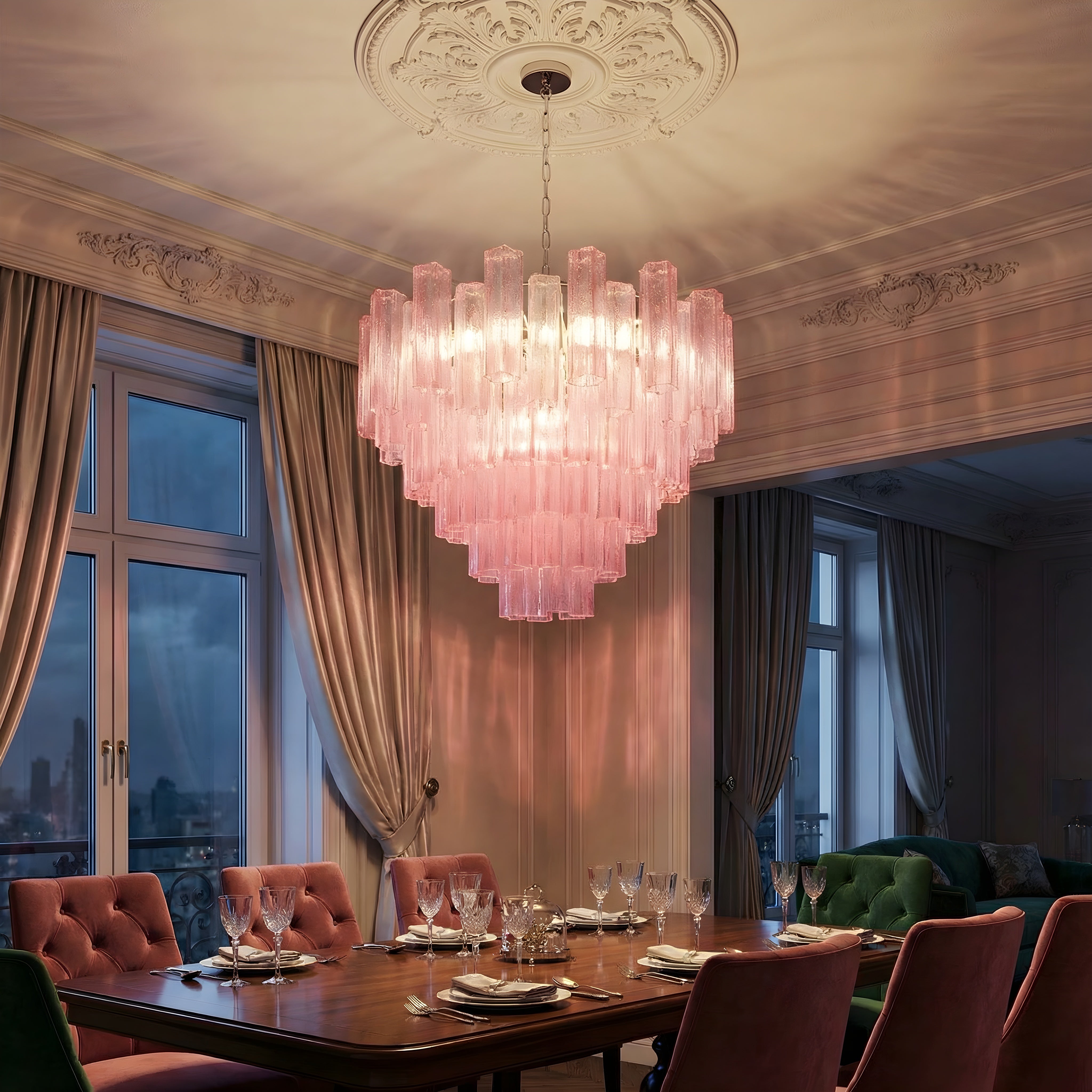 Lampadario in vetro francese
