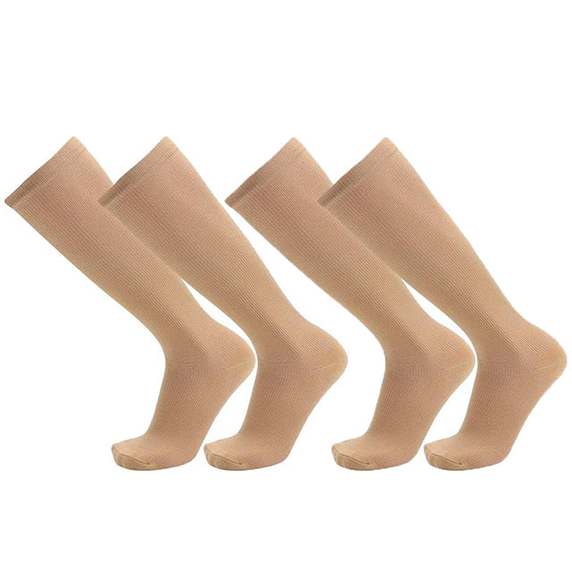Chaussettes de Contention Beige pour Homme et Femme - Santé des jambes et circulation sanguine améliorées