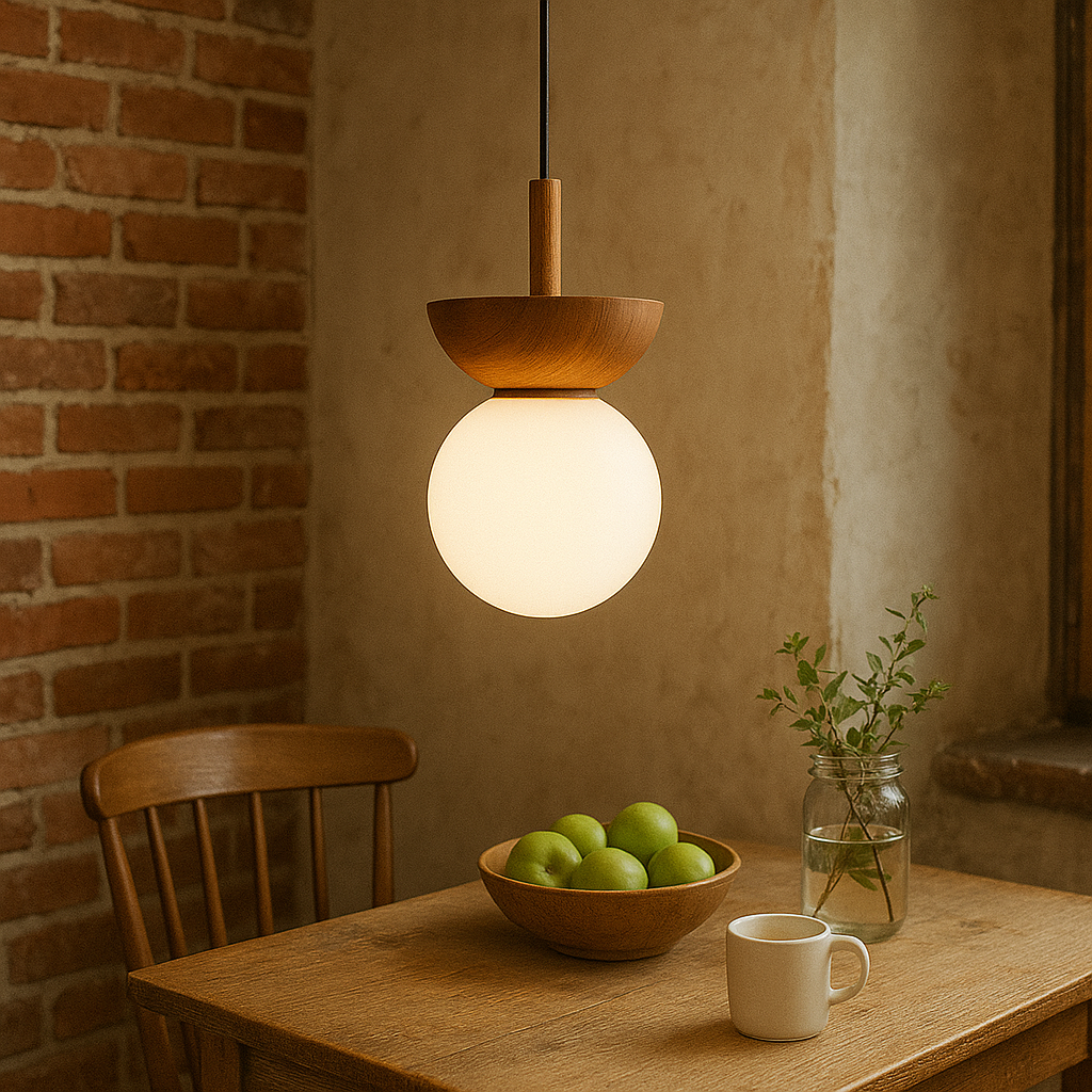 Lampada a sospensione Japandi - aspetto naturale