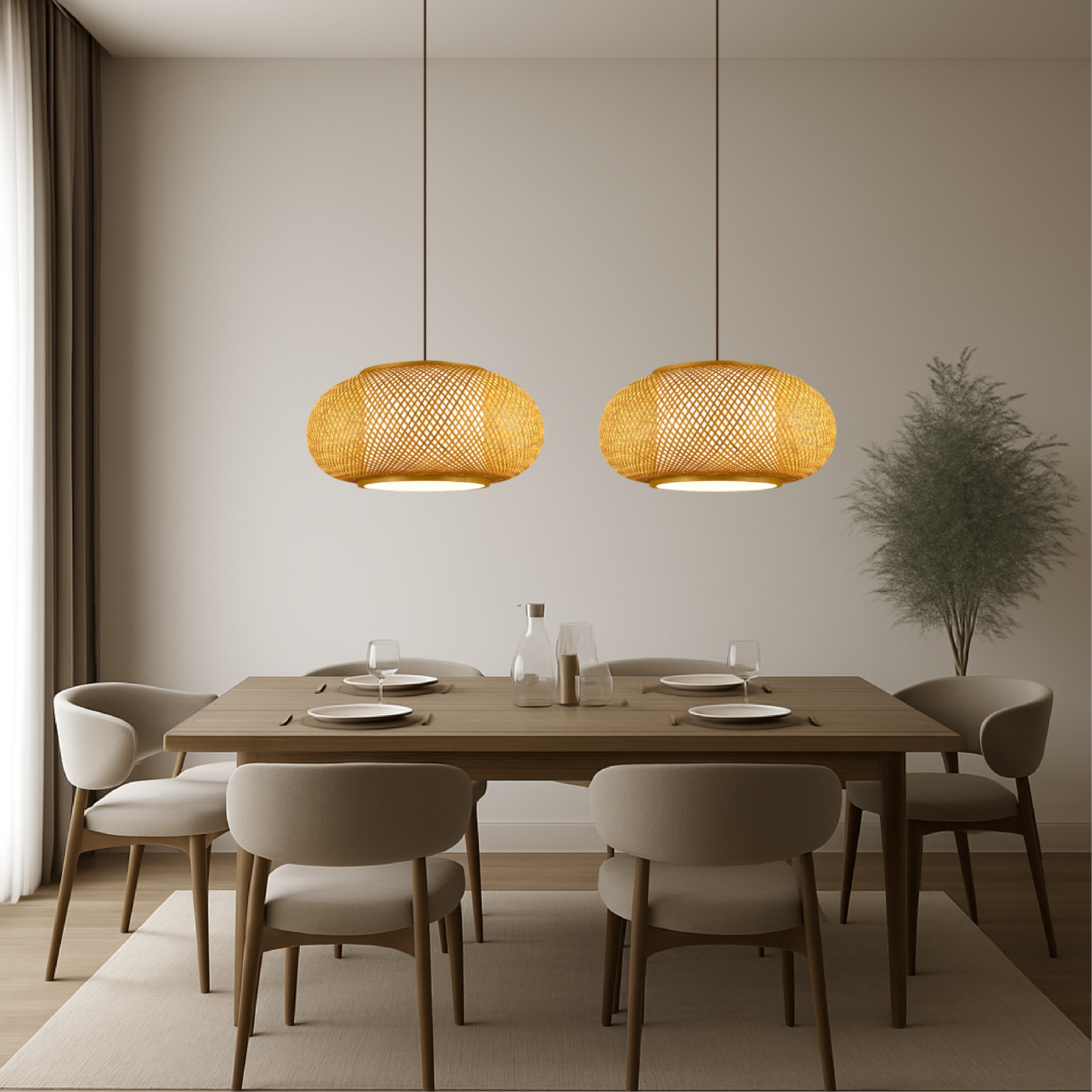 Lampada a sospensione in bambù Hansens
