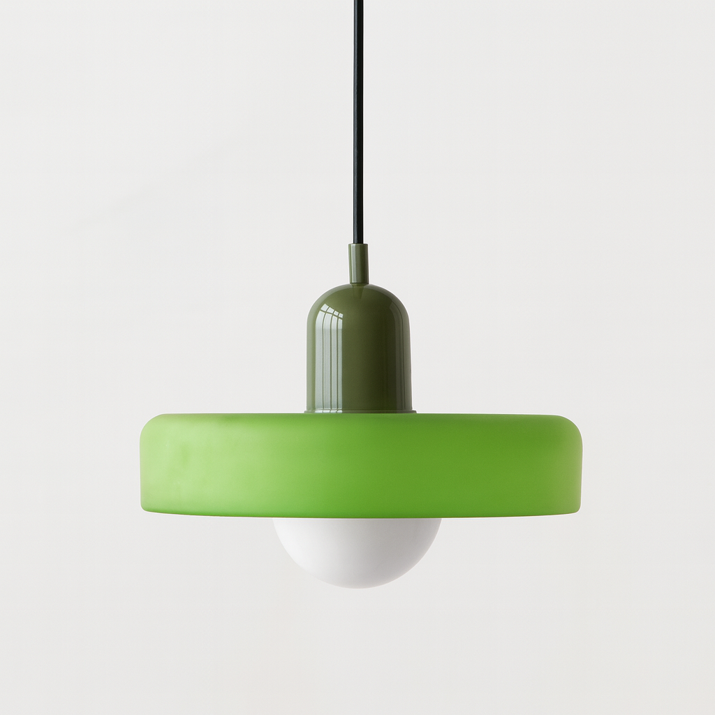 Lampada a sospensione Bauhaus in vetro colorato