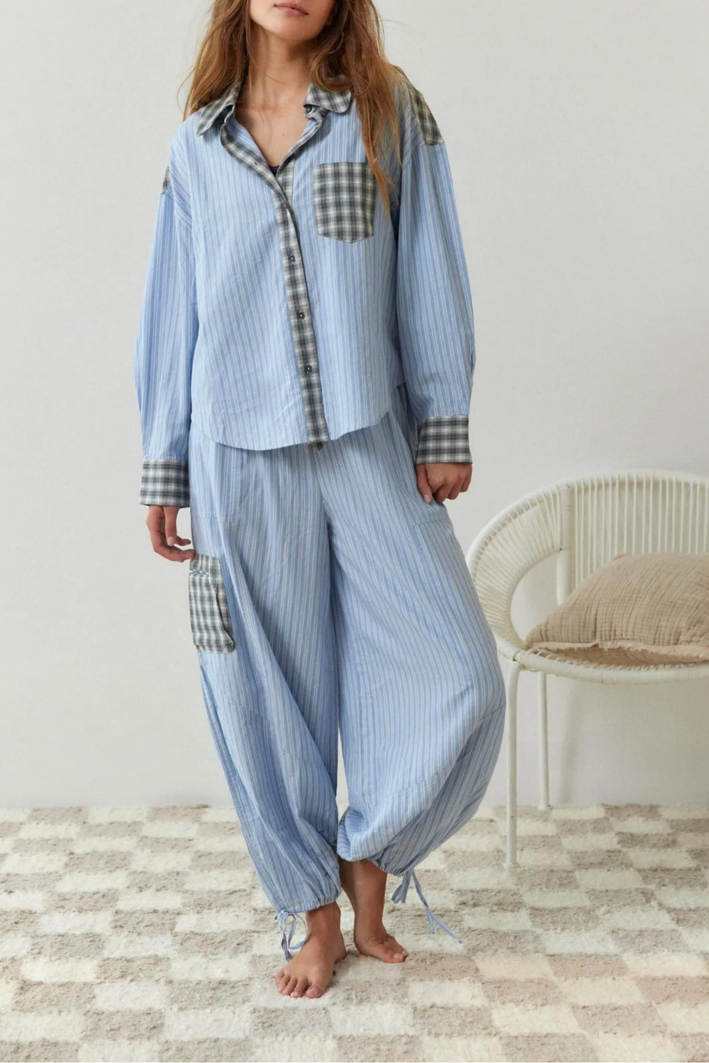 Pyjama confortable Bleu pour femme - Britt - Douceur coton et confort rétro t