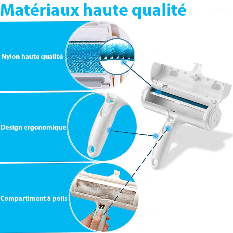 Brosse Anti-Poils pour Animaux Chats et Chiens - Idéal pour Canapé Lit et Voiture pour une Élimination Rapide