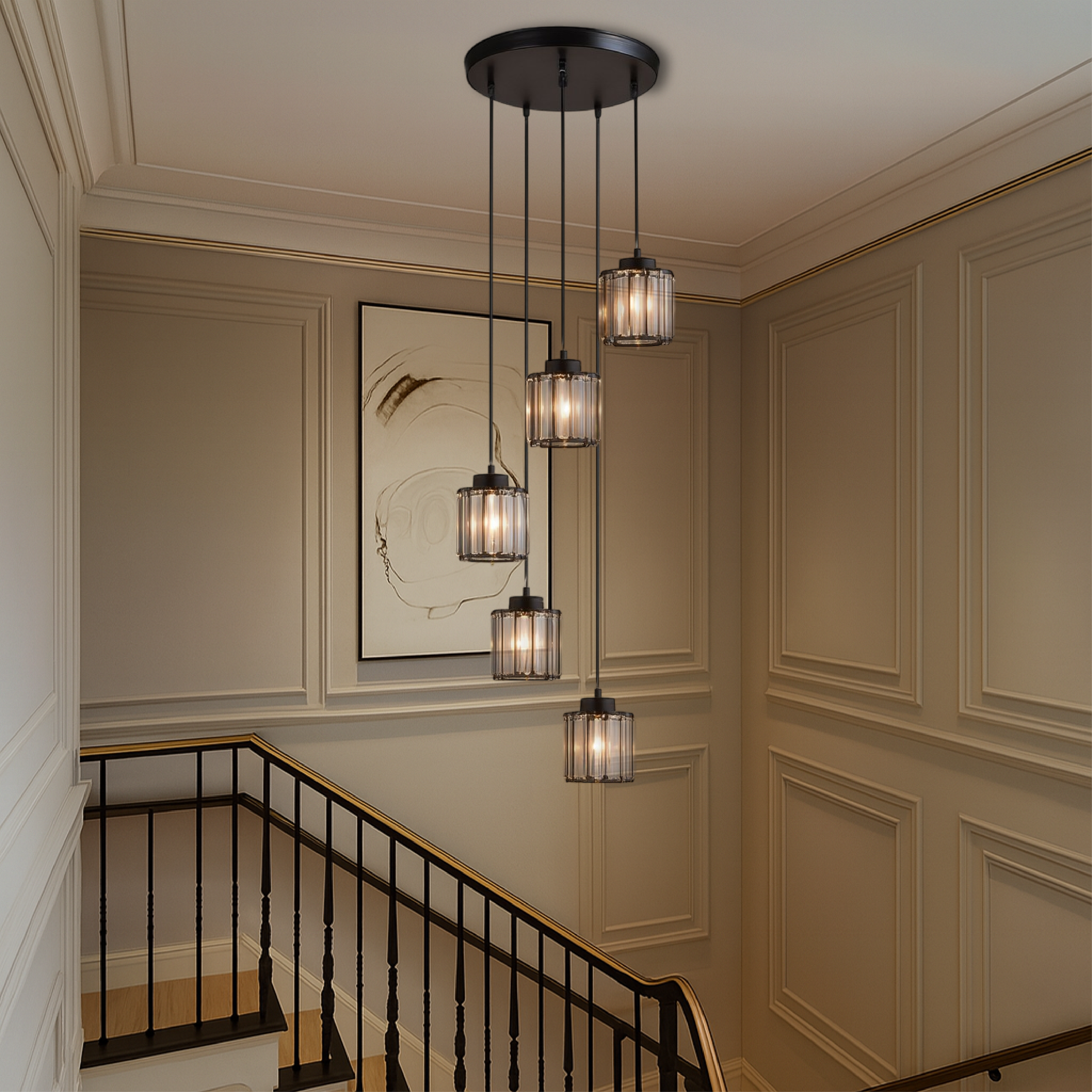 Lampadario per scale in cristallo Ida