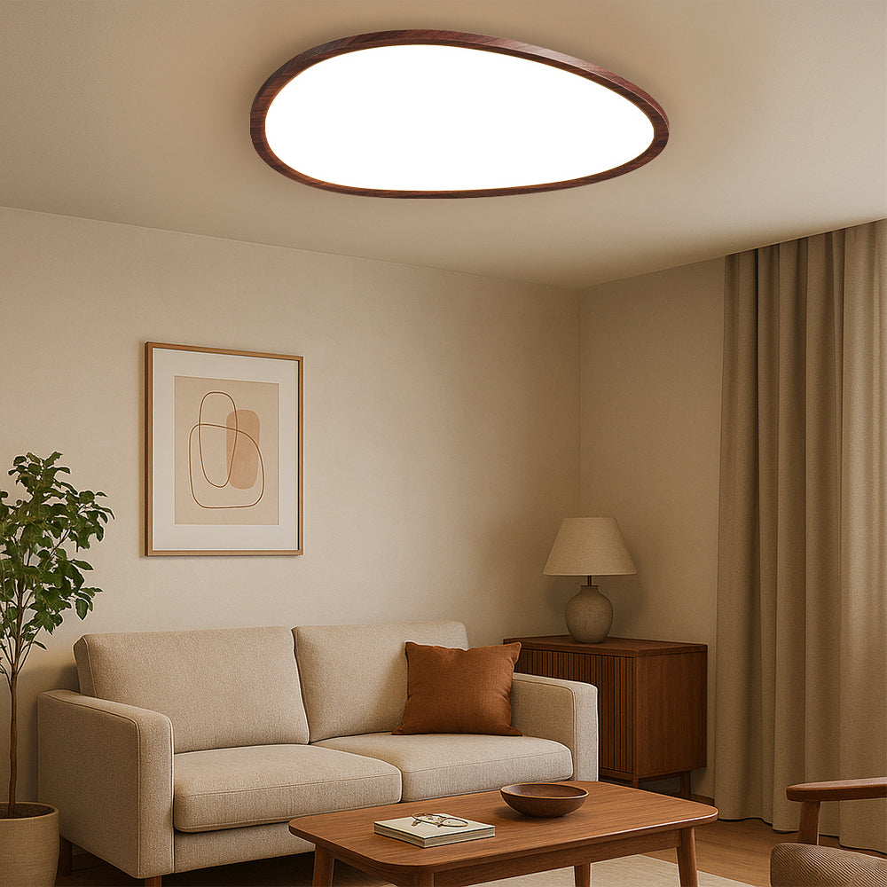 Plafoniera ultra-sottile in legno scuro