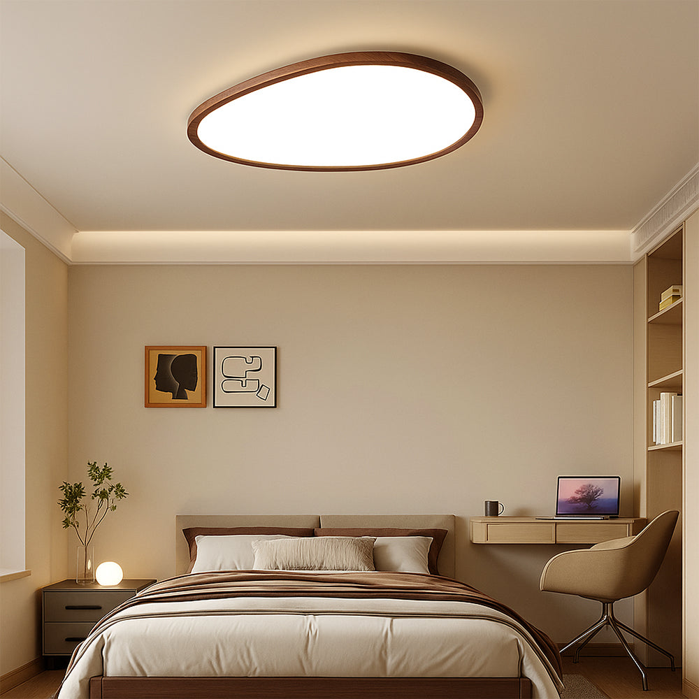 Plafoniera ultra-sottile in legno scuro