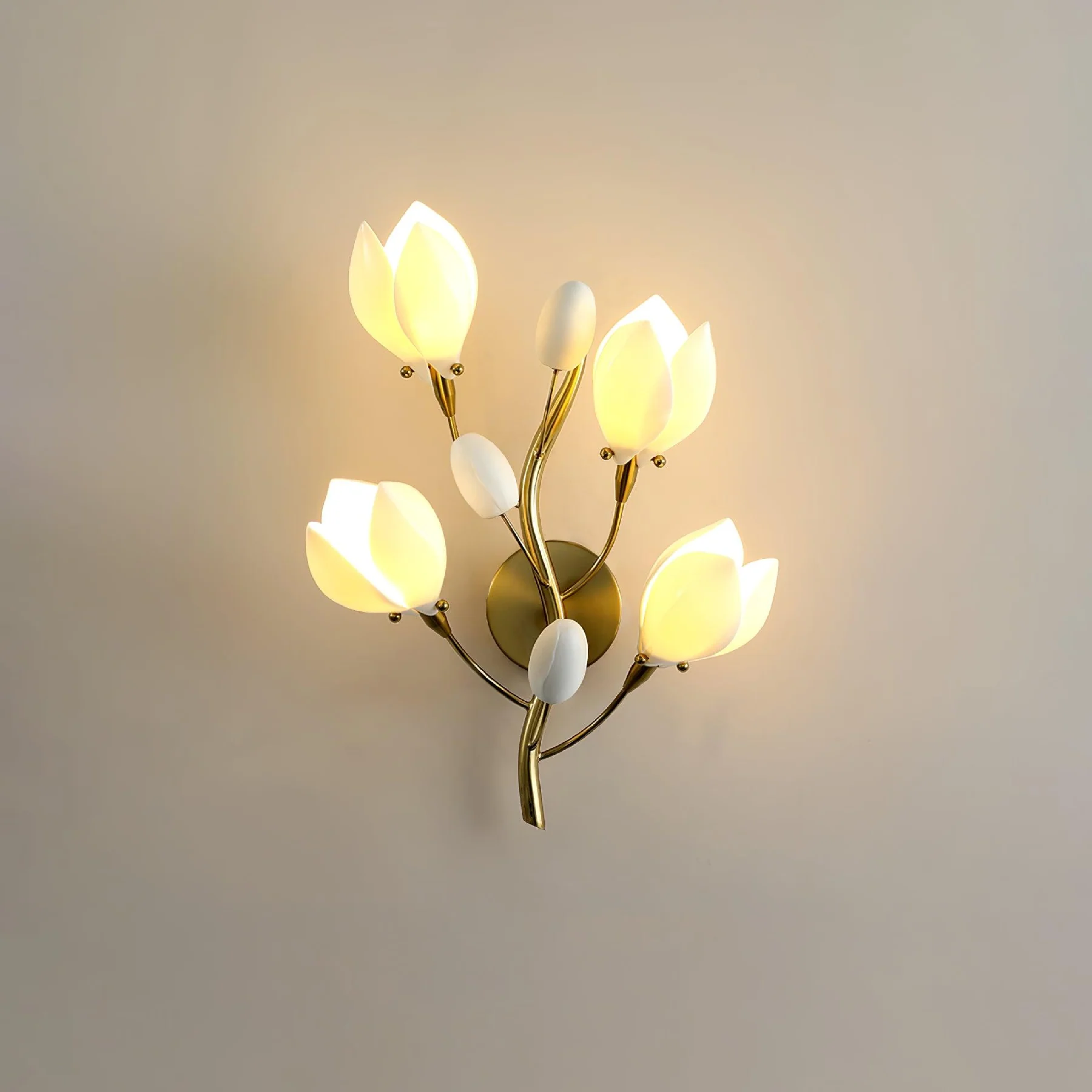 Lampada da parete a fiori in ceramica