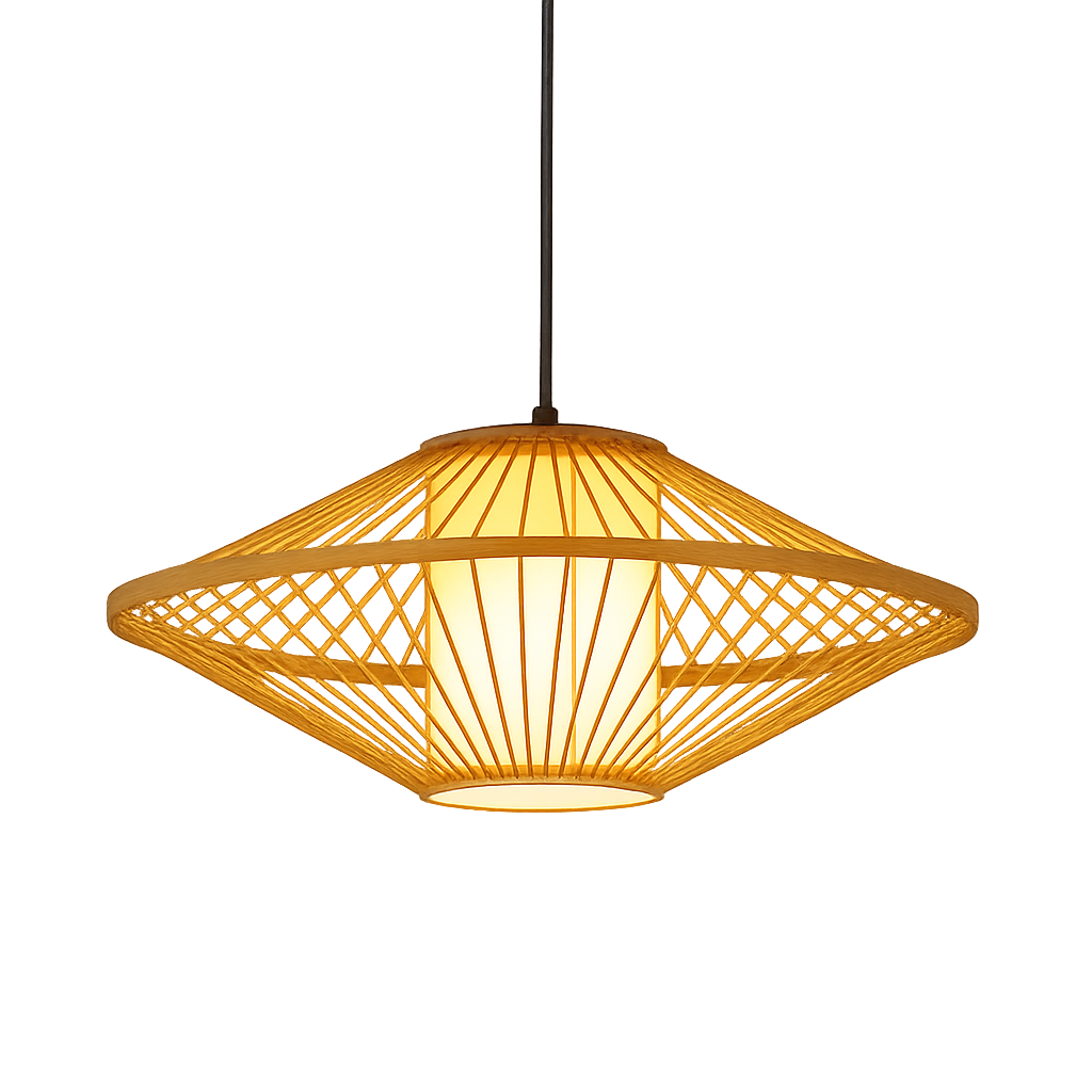 Lampada a sospensione giapponese in bambù