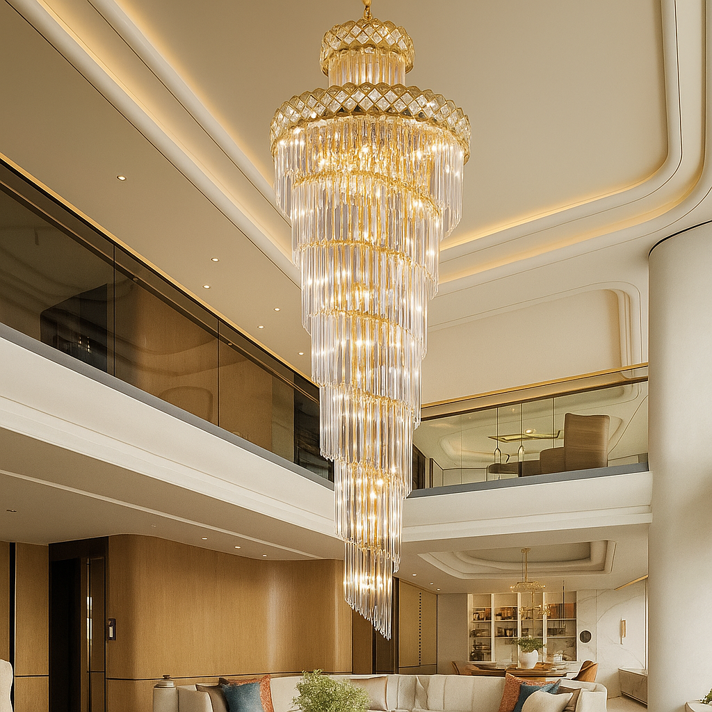 Lampadario moderno per scale in cristallo