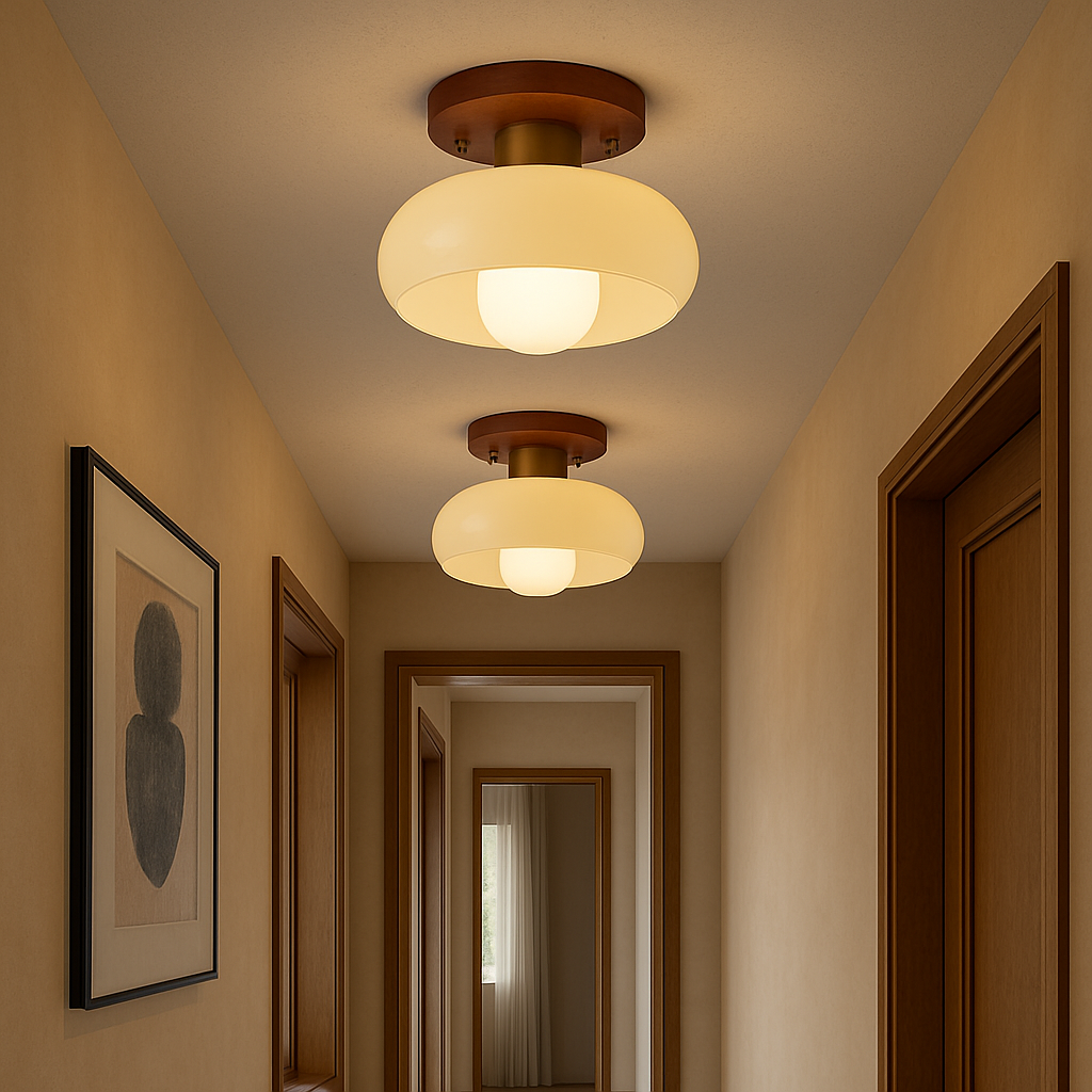 Plafoniera in legno crema