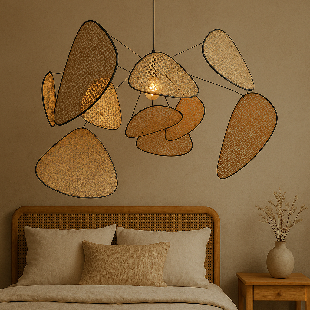 Lampada a sospensione in rattan di Bria