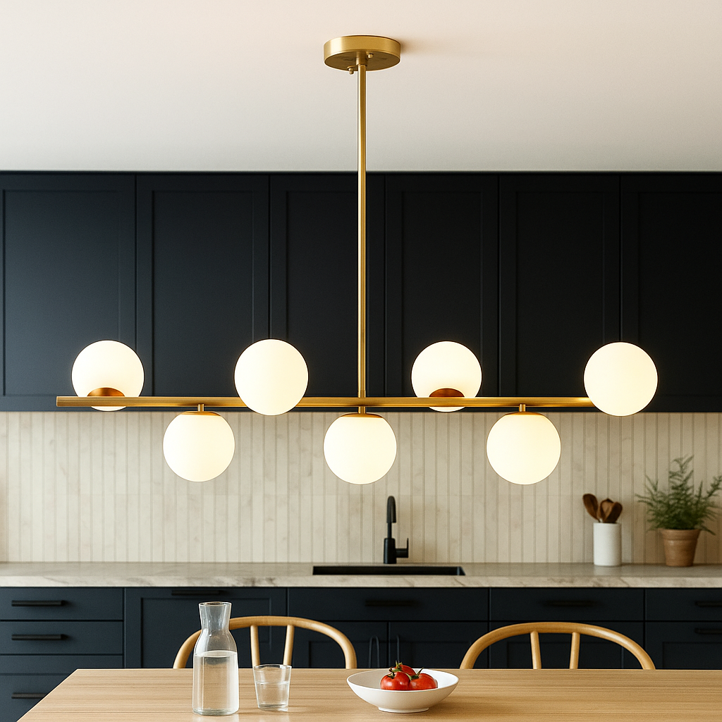 Lampadario da tavolo da cucina dorato