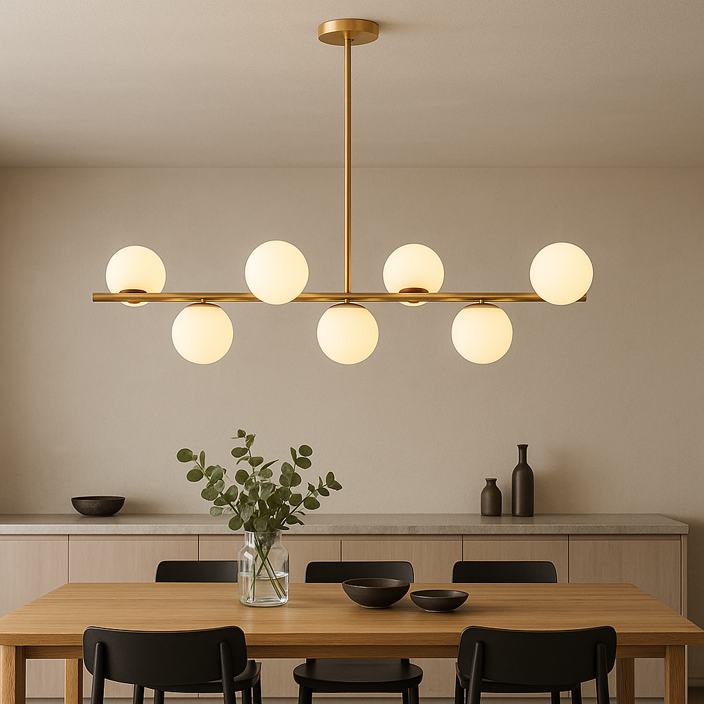 Lampadario da tavolo da cucina dorato