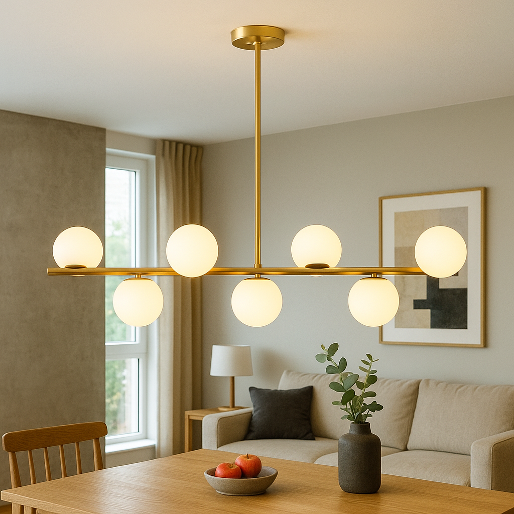 Lampadario da tavolo da cucina dorato