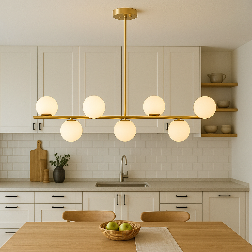 Lampadario da tavolo da cucina dorato