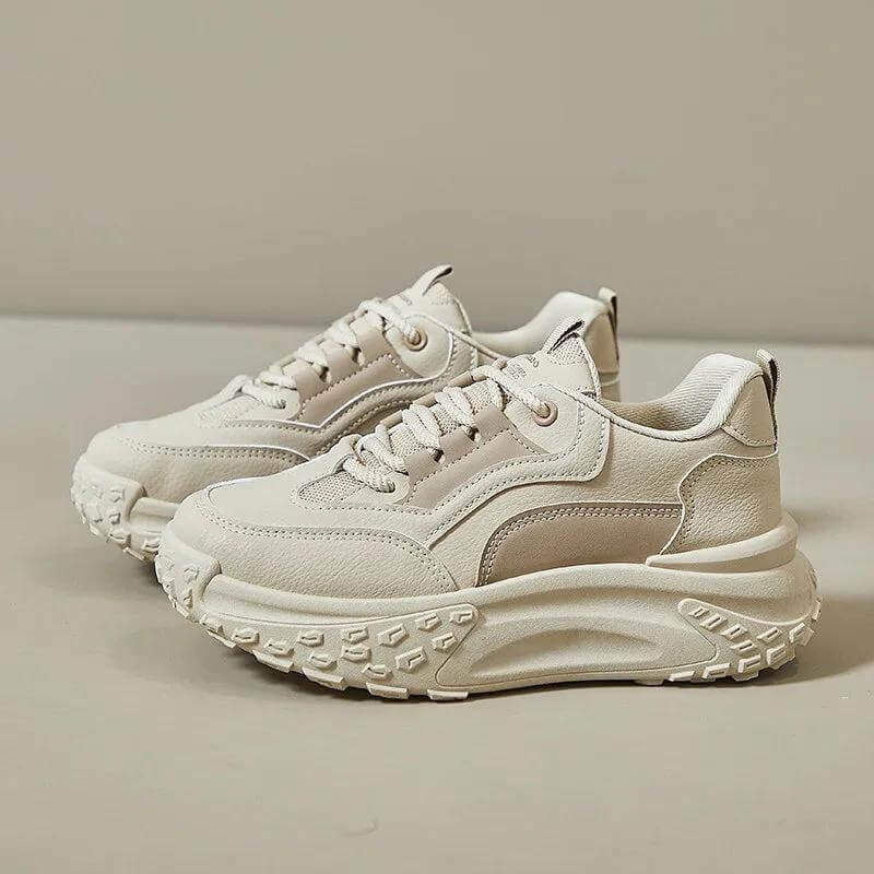 Baskets Confortables ChicWalk en Beige / Marron - Confort Orthopédique et Style Élégant pour une Mode Décontractée