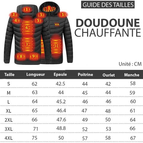 Doudoune Chauffante Mixte Zones - Confort Extérieur et Résistance à l'Eau tra