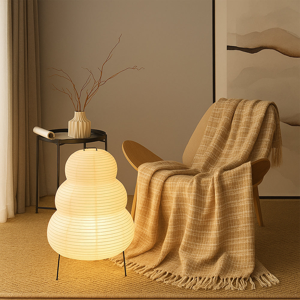Lampada da terra in carta di riso