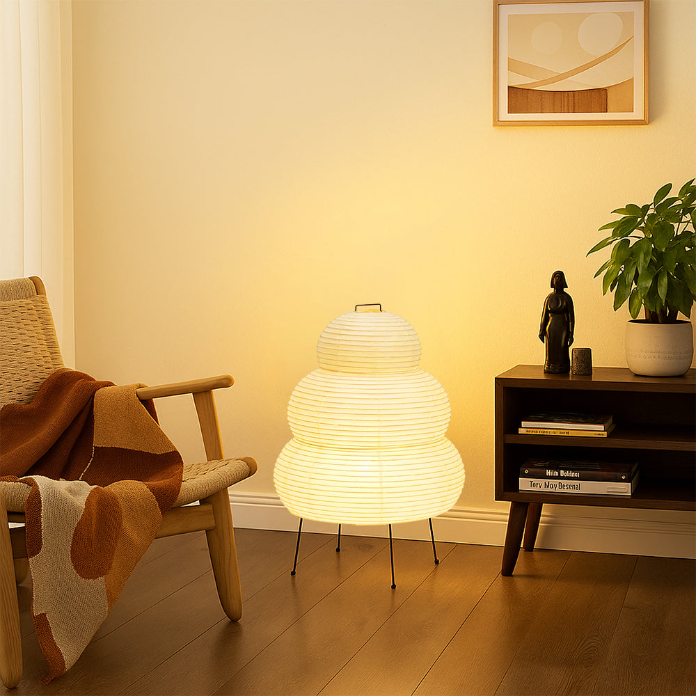 Lampada da terra in carta di riso