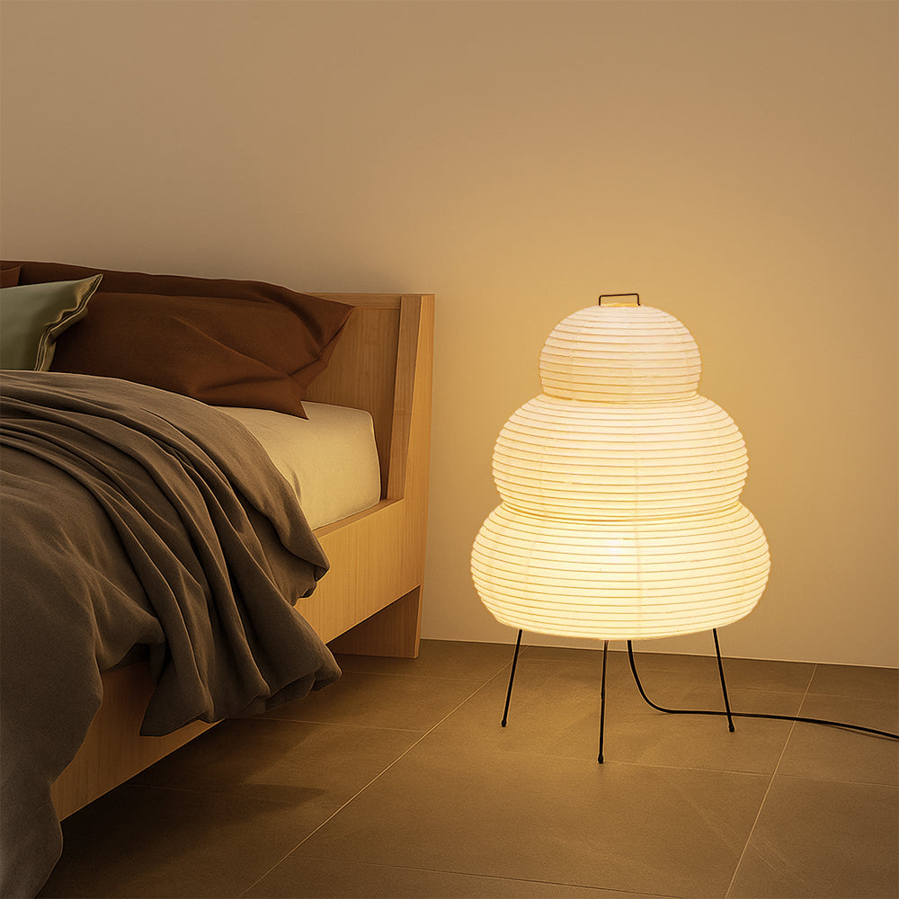 Lampada da terra in carta di riso
