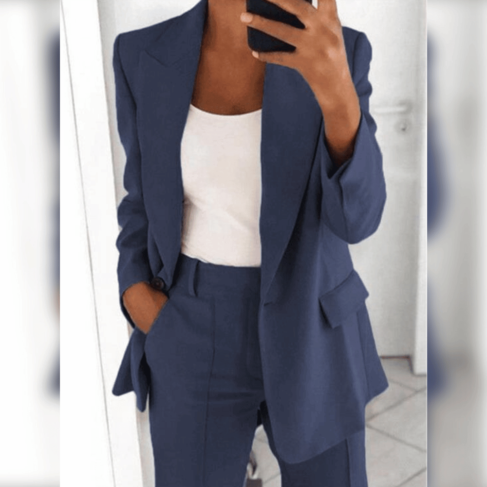 Blazer chic bleu marine, intemporel et stylé, qualité supérieure travel bottl