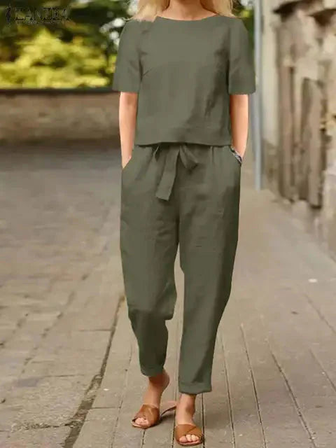 Ensemble pièces en Lin - Couleur Vert militaire pour une allure moderne et chic d