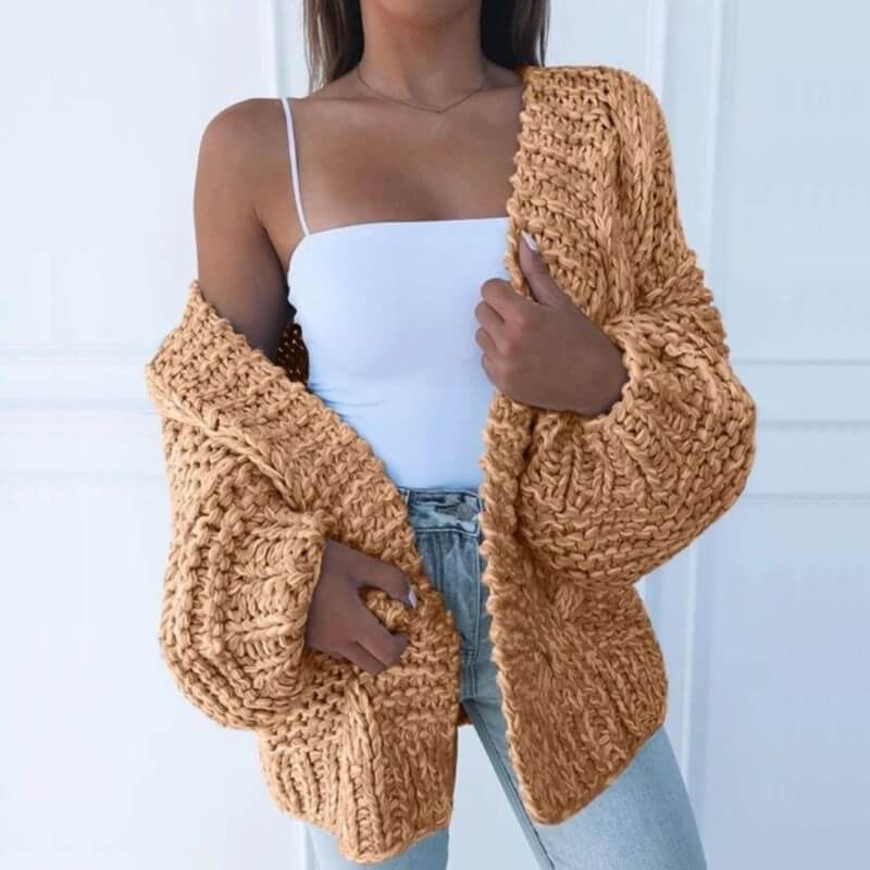 Gilet Cocoon Chic Café - Cardigan Tendance et Confortable pour une Mode Féminine et Élégante